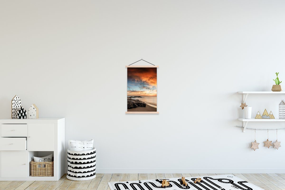 MuchoWow Poster Strand - Himmel - Meer, (1 St), Posterleiste, Textilposter für Wohnzimmer, Bilderleiste, Magnetisch