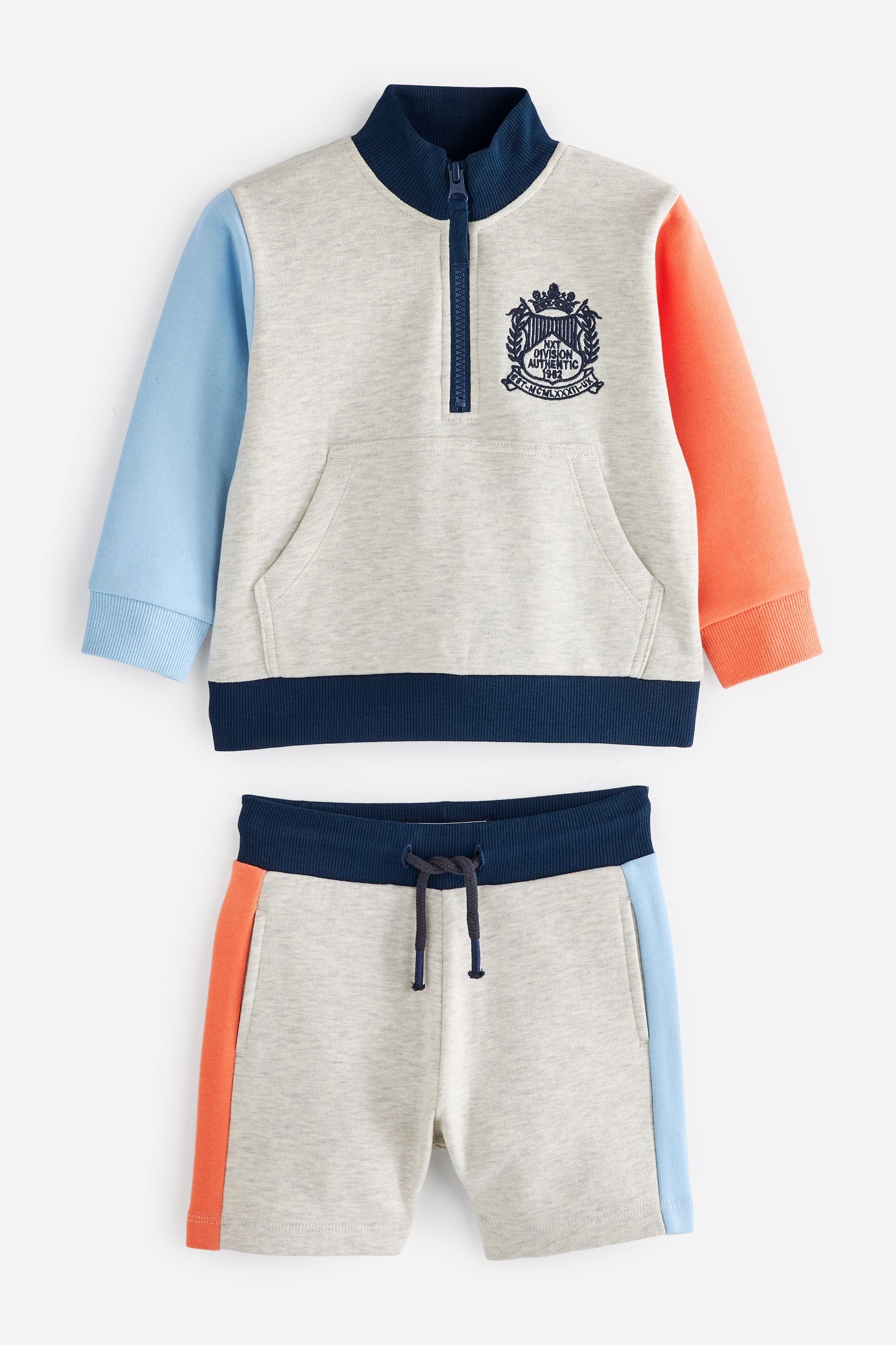 Next Sweatanzug Sweatshirt in Blockfarben mit Reißverschluss (2-tlg)