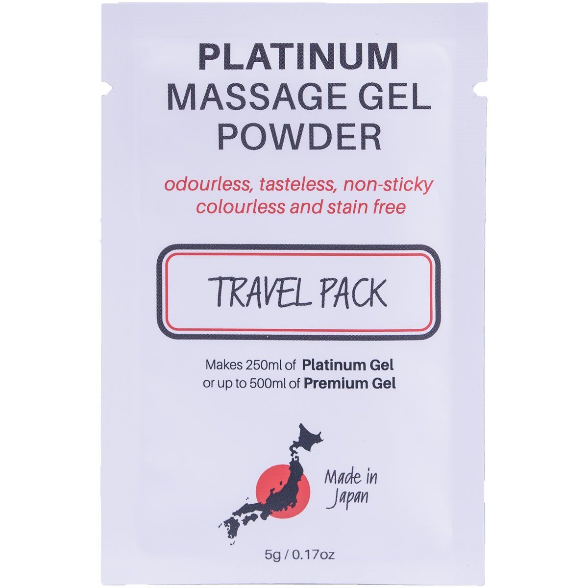 Made in Japan Gleit- und Massagegel Nuru Massage Gel Powder - Platinum,  TRAVEL PACK, Sachet mit 5g, japanisches Massagegel-Pulver aus natürlichen