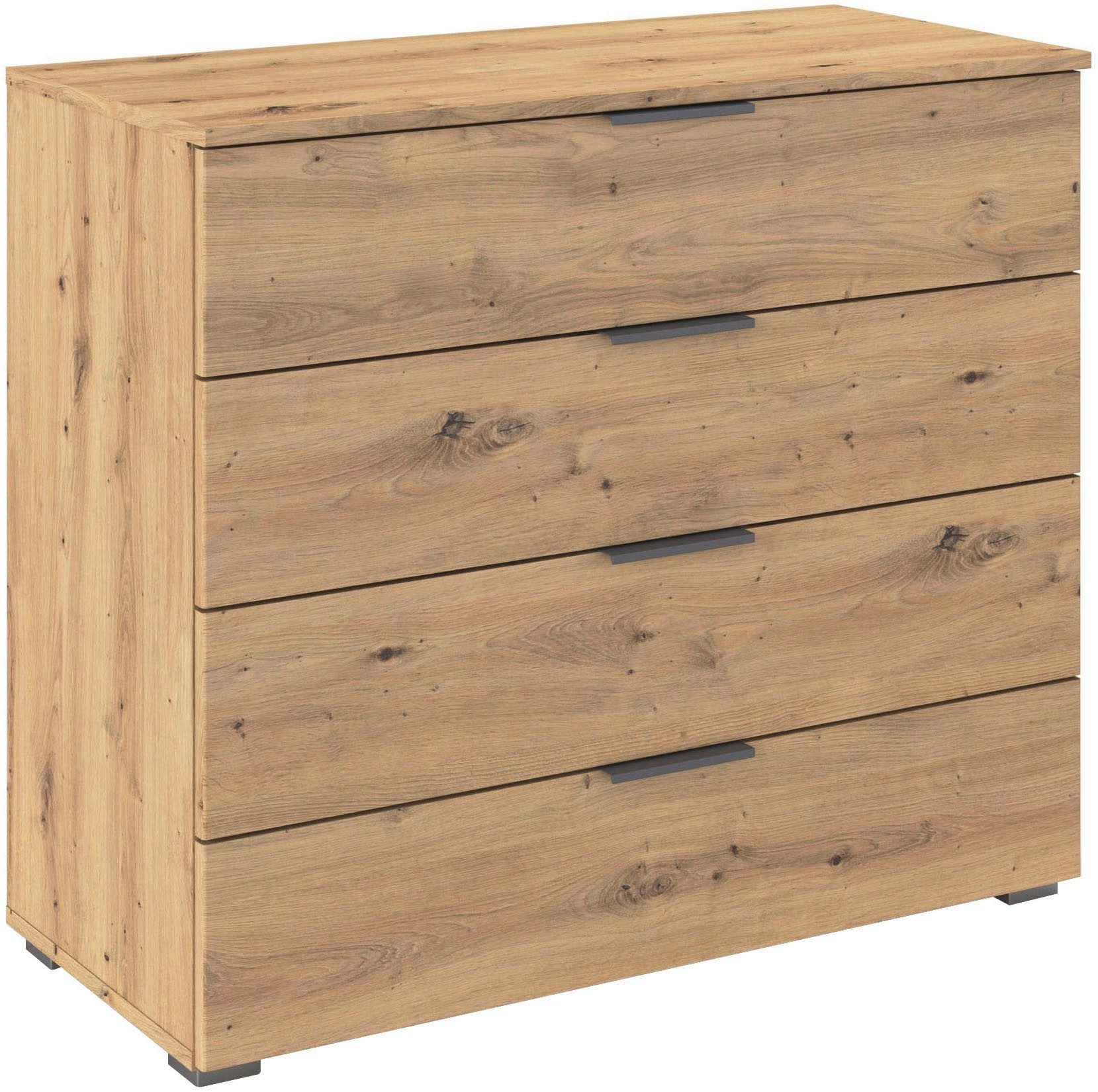 rauch Schubkastenkommode Sideboard Schubladenkommode AGORDO mit Dekor- oder Hochglanzfront (in zwei Griff-Farben, Breite 80 cm), vier große und geräumige Schubladen mit viel Stauraum MADE IN GERMANY