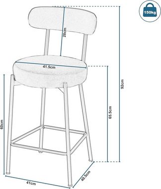 EUGAD Barhocker (2 St), gepolsterter Küchenstuhl mit Rückenlehne Fußstütze