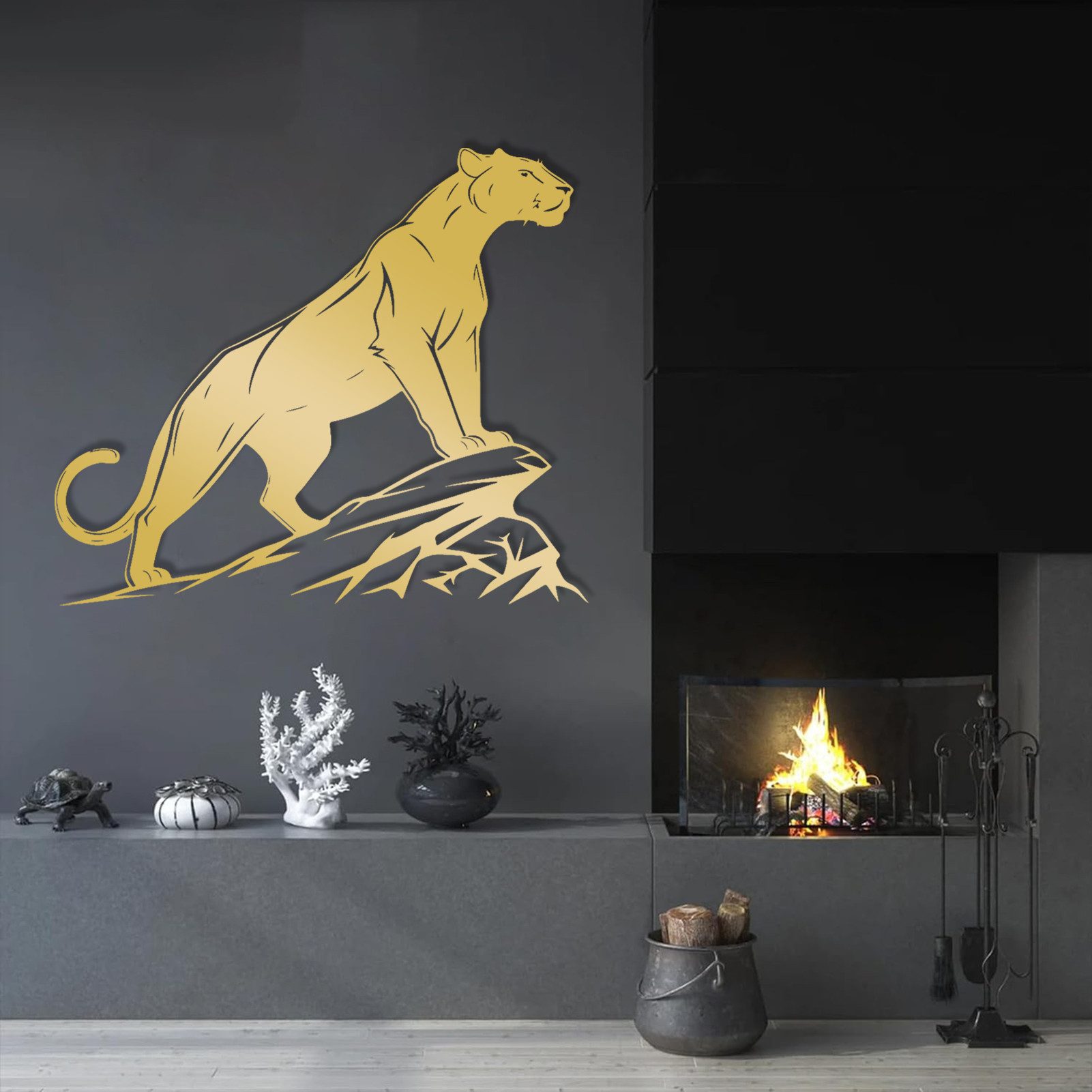 Jumpeak Wanddekoobjekt Panther Metall Wanddekoration - Stylische Wandkunst für Wohnzimmer, Metall Wandkunstdekoration als Augeweide für Modernes Zuhause