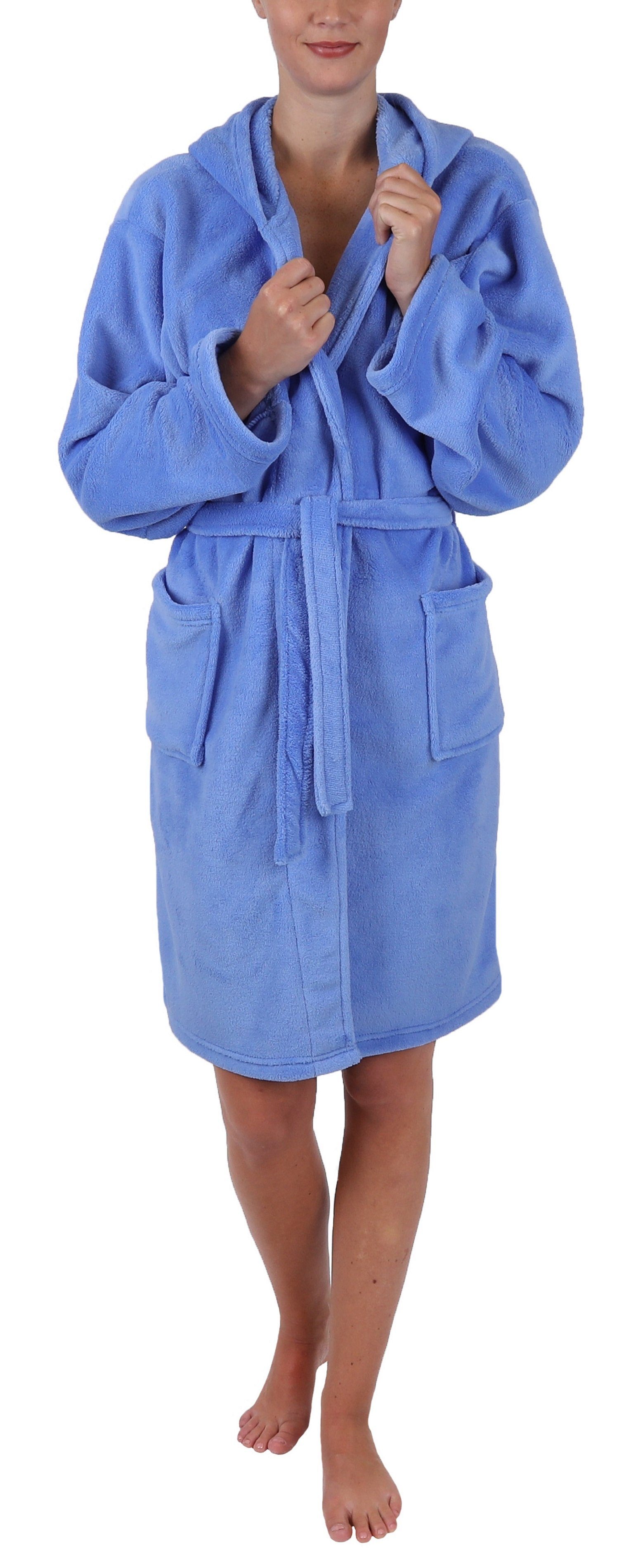 Betz Kinderbademantel Bademantel Style mit Kapuze, Polyester, Kapuze 128-176, 100% Bindegürtel Größen