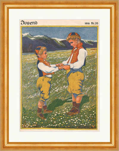 Kunstdruck Titelseite der Nummer 20 von 1916 Jugendstil Berge Tracht Jugend 1046, (1 St)