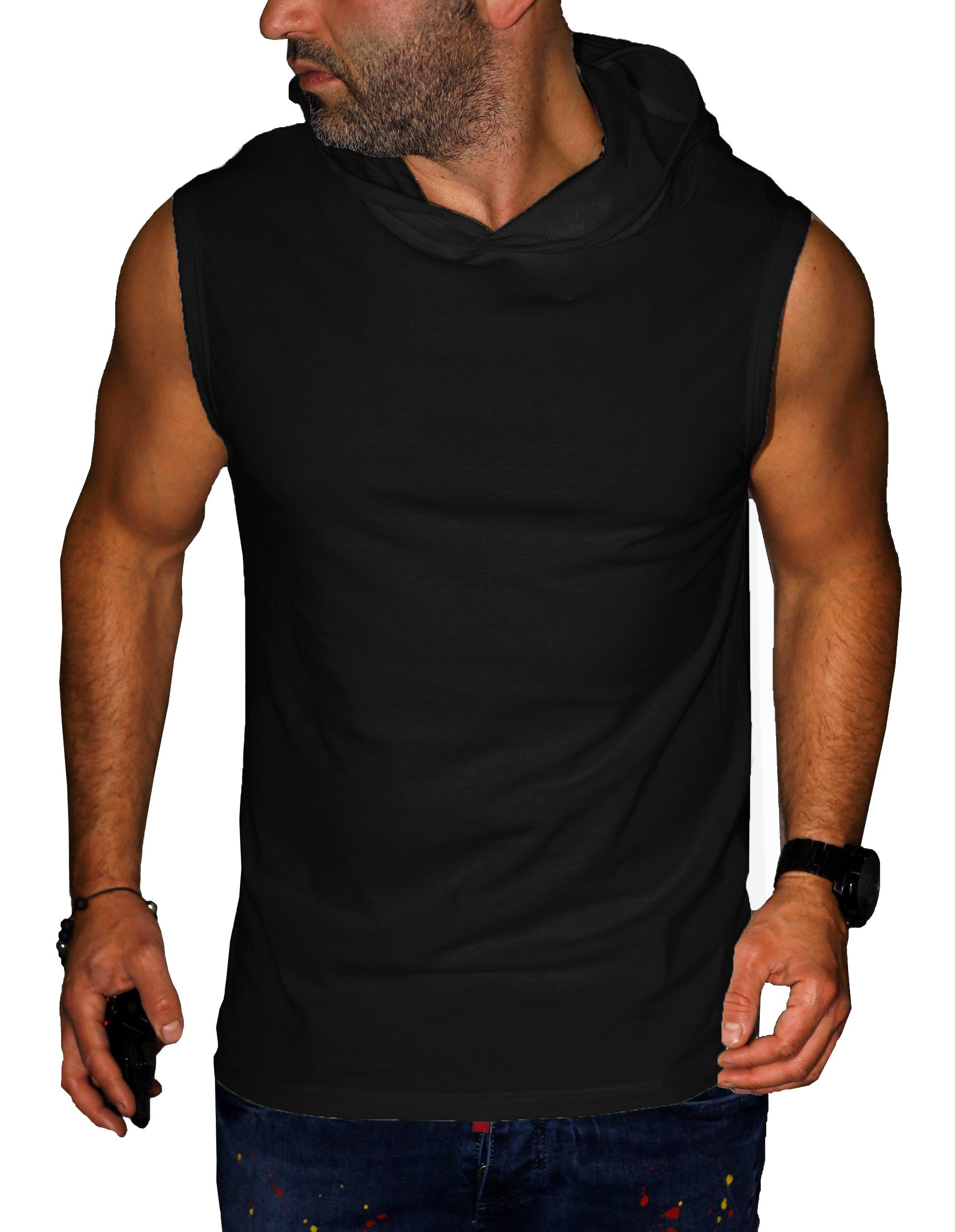 RMK Tanktop Ärmellos Shirt Herren Muskelshirt Gym Kompass Welt aus 100% Baumwolle