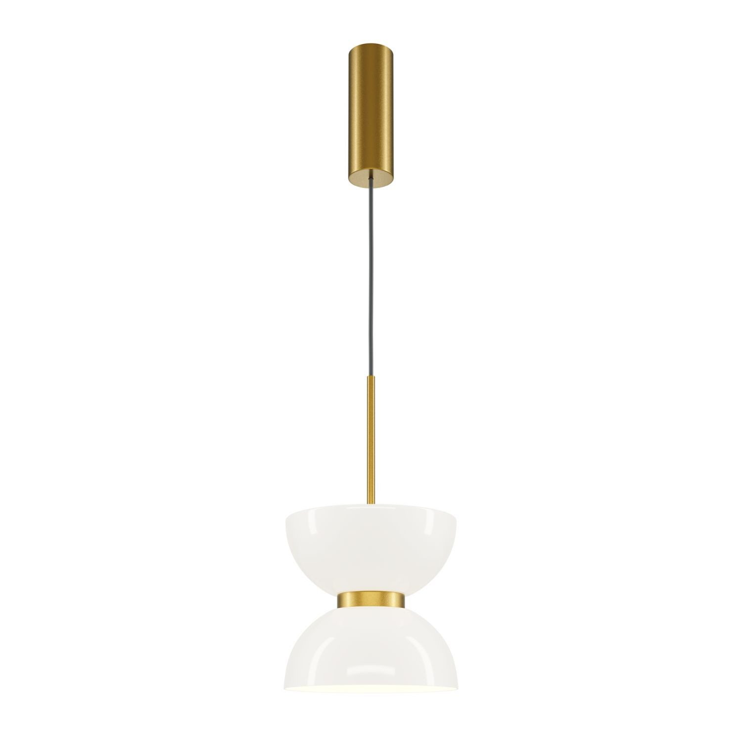 Licht-Erlebnisse Pendelleuchte MARIA, LED, Warmweiß, LED Glas Metall H: max. 350 cm D: 22 cm in Gold Weiß rund 1300 lm