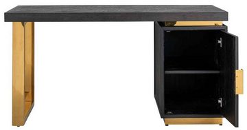 Casa Padrino Schreibtisch Luxus Massivholz Schreibtisch Schwarz / Gold 150 x 70 x H. 77 cm - Bürotisch - Computertisch - Luxus Büro Möbel