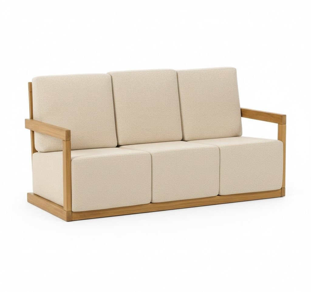 JVmoebel Gartensofa Gartensofa Moderner Stil Weiße Farbe Holzrahmen Weiches Kopfteil, 1 Teile