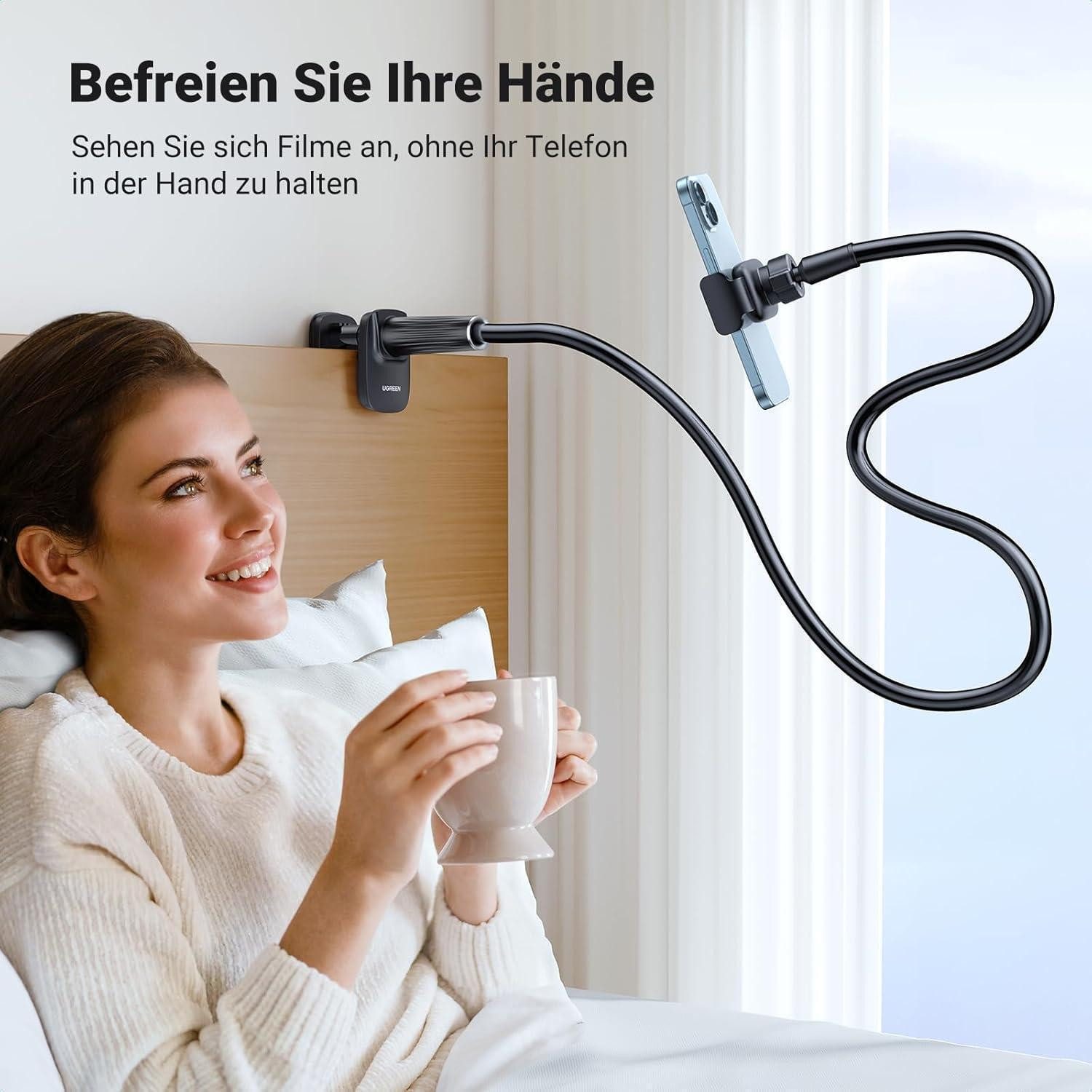 LuxusKollektion Handy-Halterung Handyhalterung Schwanenhals Klemme 90cm 360 Grad verstellbar – Bild 2 von 5