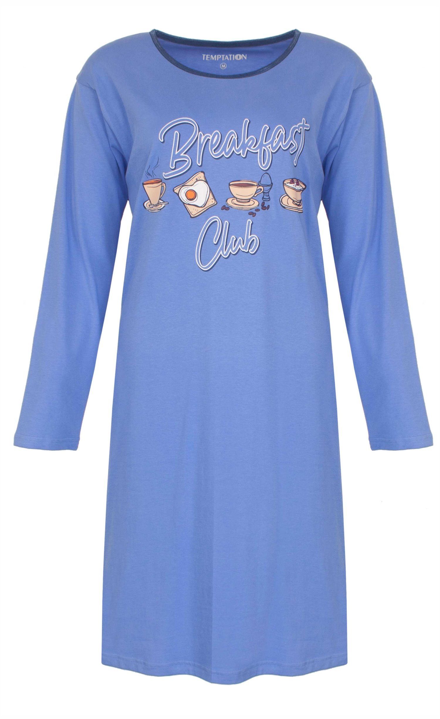 TEMPTATION Nachthemd Damen Schlafshirt mit Langarm (1-tlg) Baumwolle