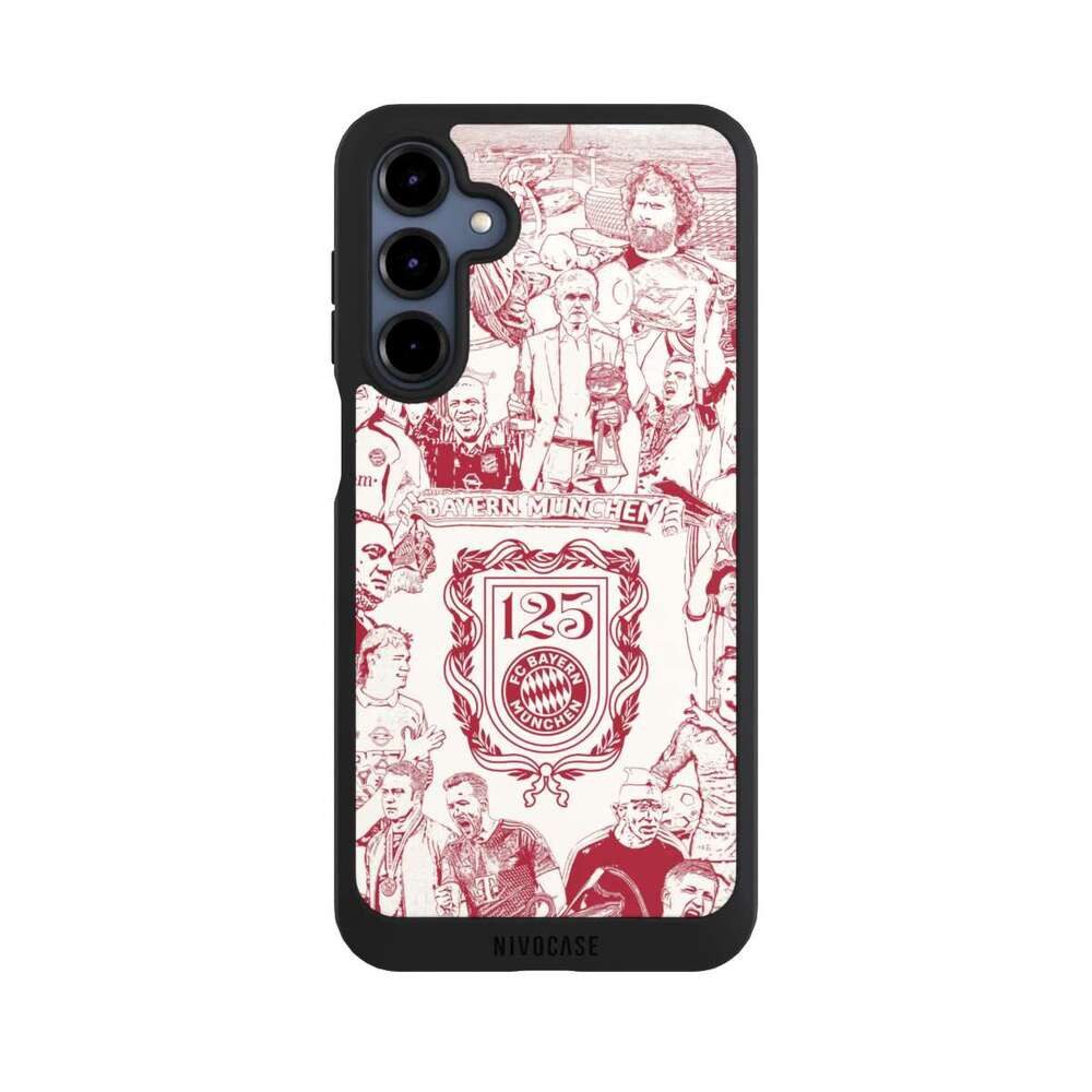 NIVOCASE Handyhülle FCB 125 Jahre FC Bayern München Offizielles Lizenzprodukt, Samsung Galaxy A16 5G Handyhülle Hülle NIVOpure Case Schwarz