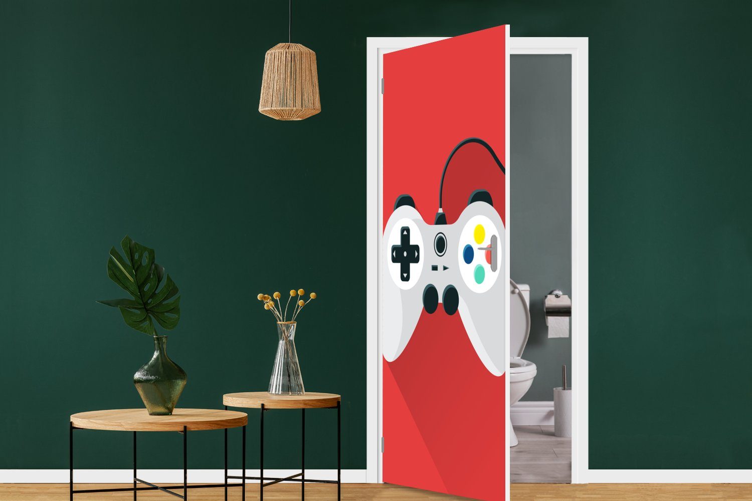 Türtapete Tür, Controller St), für Türaufkleber, bedruckt, 75x205 cm Fototapete - Matt, Rot, Spiele MuchoWow - (1