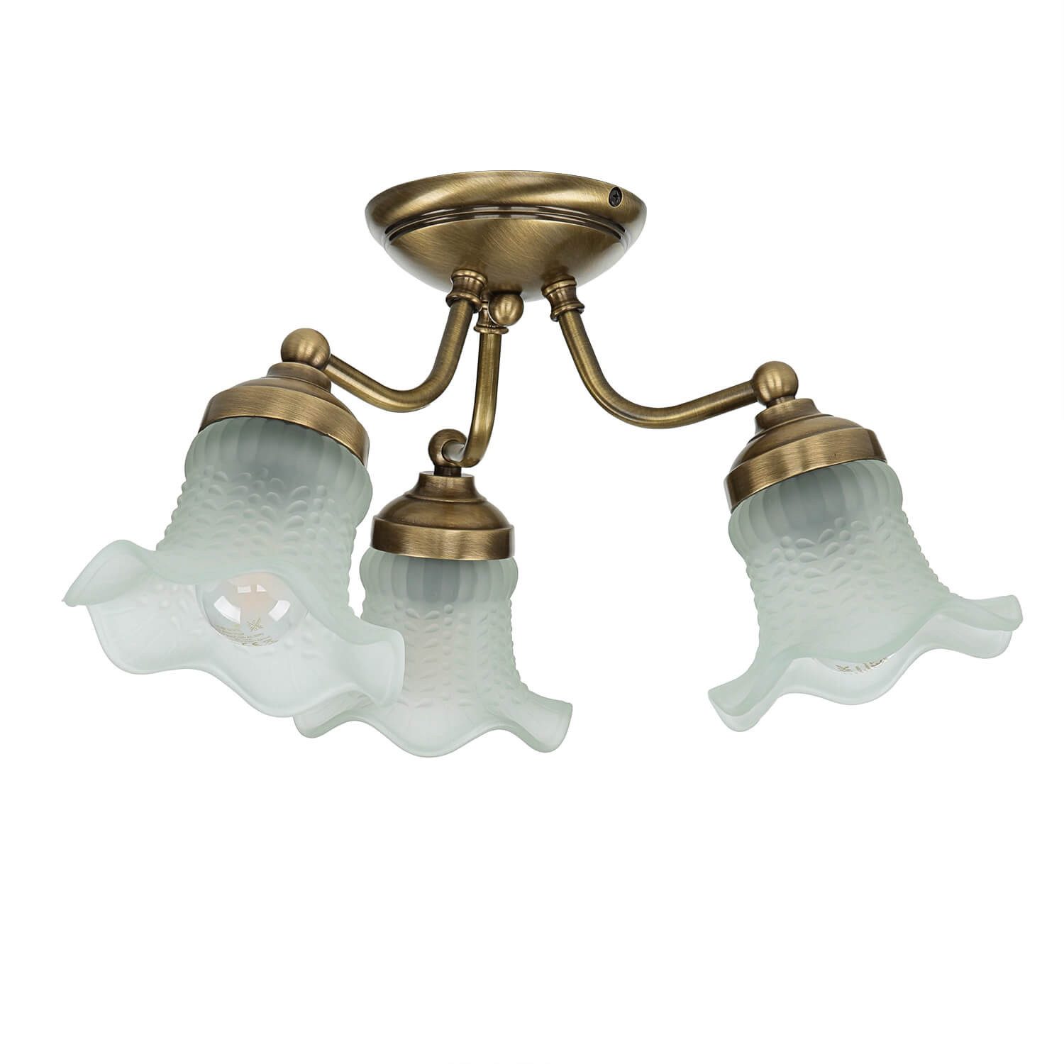 Licht-Erlebnisse Deckenleuchte PLAFFONIERE, ohne Leuchtmittel, Deckenlampe aus Messing bronziert Floraler Stil Flur Wohnzimmer