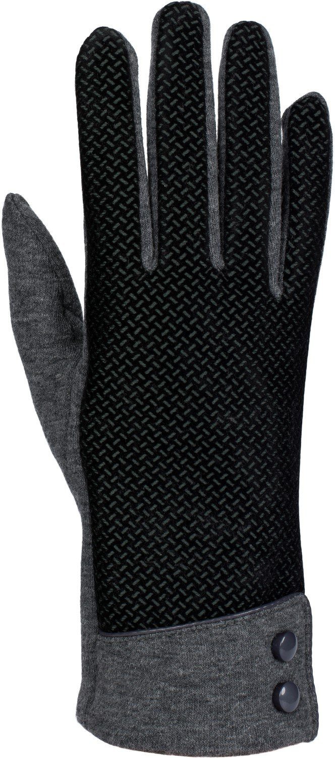 styleBREAKER Baumwollhandschuhe Handschuhe Touchscreen weichem Riffel Grau Muster mit