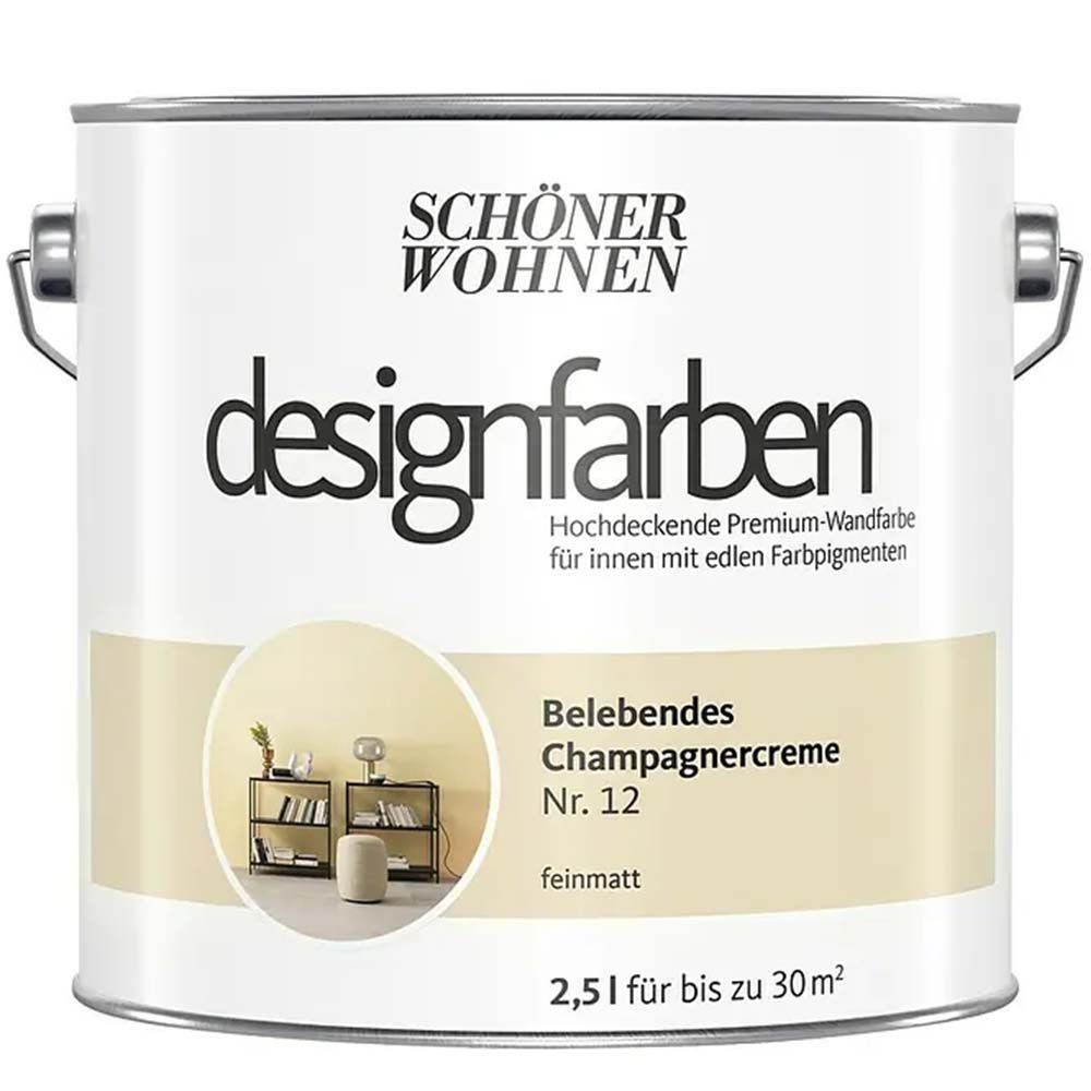 SCHÖNER WOHNEN FARBE Wandfarbe Schöner Wohnen Designfarben 2,5 Ltr. Belebendes Champagnercreme Nr. 1