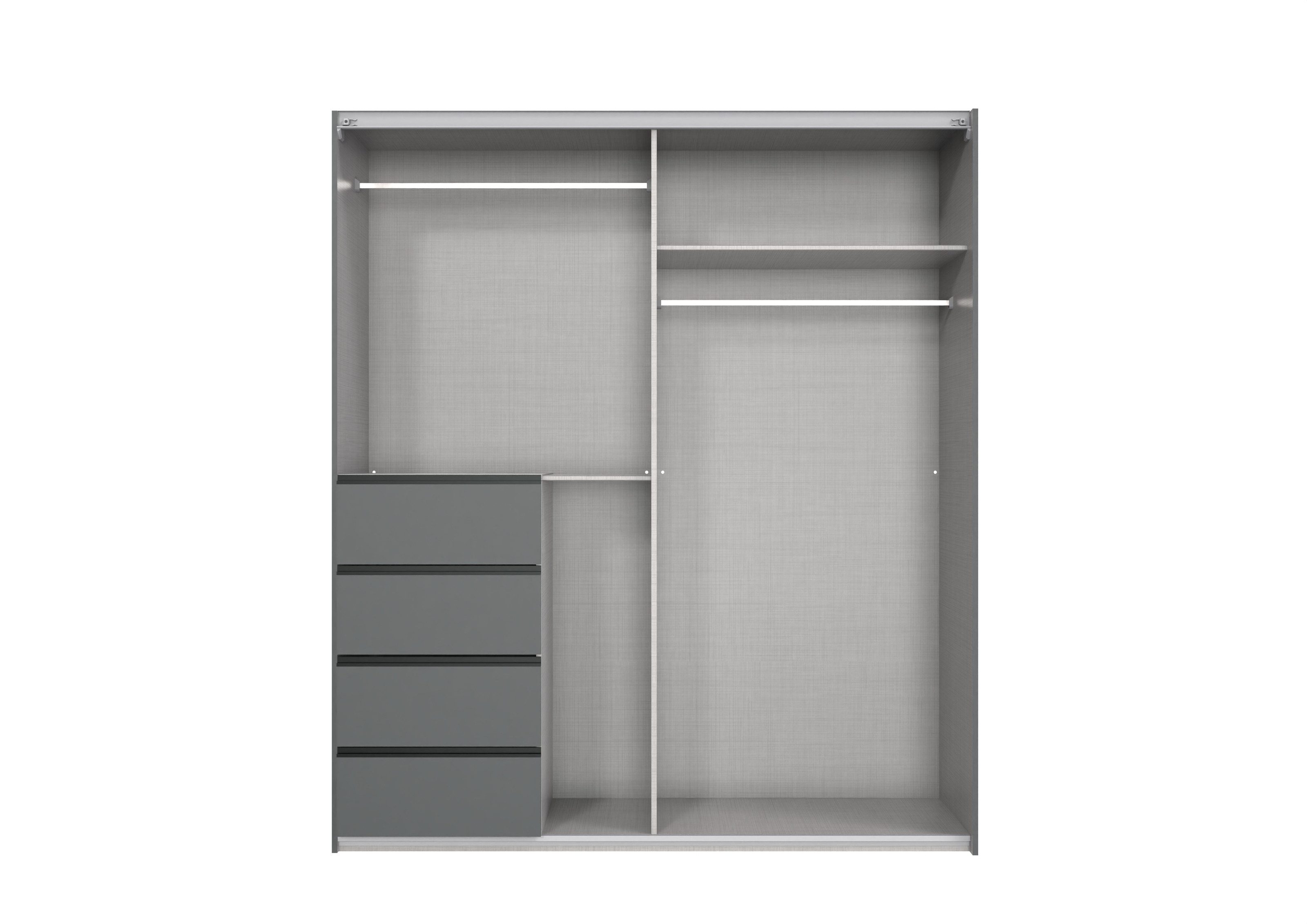 freiraum Schwebetürenschrank BALI in GRAPHIT / GLAS SCHWARZ - 180x208x64cm (BxHxT)