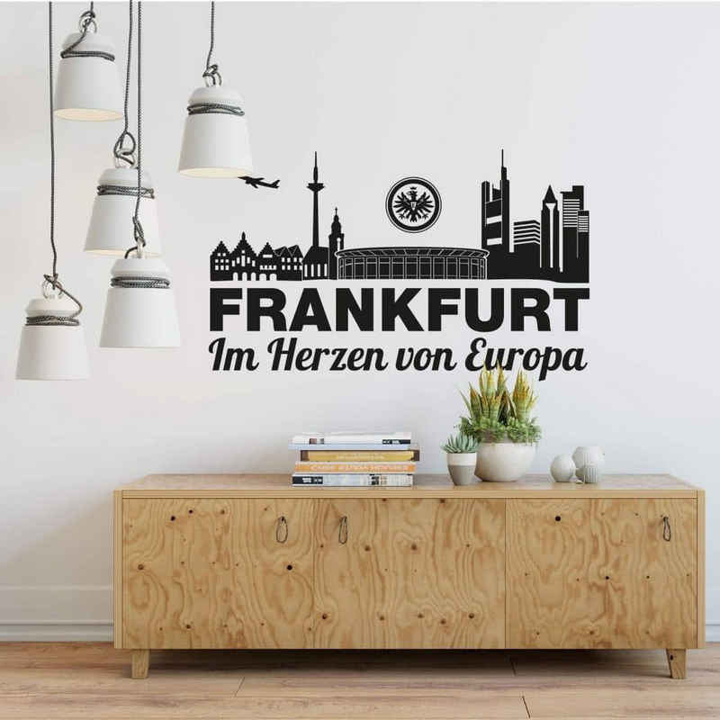 Eintracht Frankfurt Wandtattoo Fußball Wandtattoo Eintracht Frankfurt Logo Skyline im Herzen von Europa, Wandbild selbstklebend, entfernbar