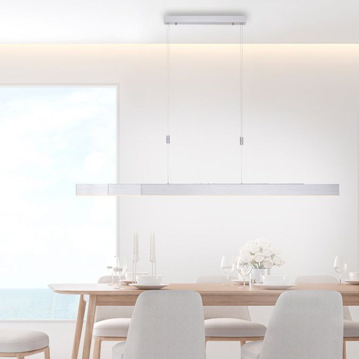 Paul Neuhaus LED Pendelleuchte Pure-Moto, dimmbar, LED fest integriert, Warmweiß, Tageslichtweiß, Neutralweiß, höhenverstellbar, Schirm ausziehbar, dimmbar, CCT, Fernbedienung