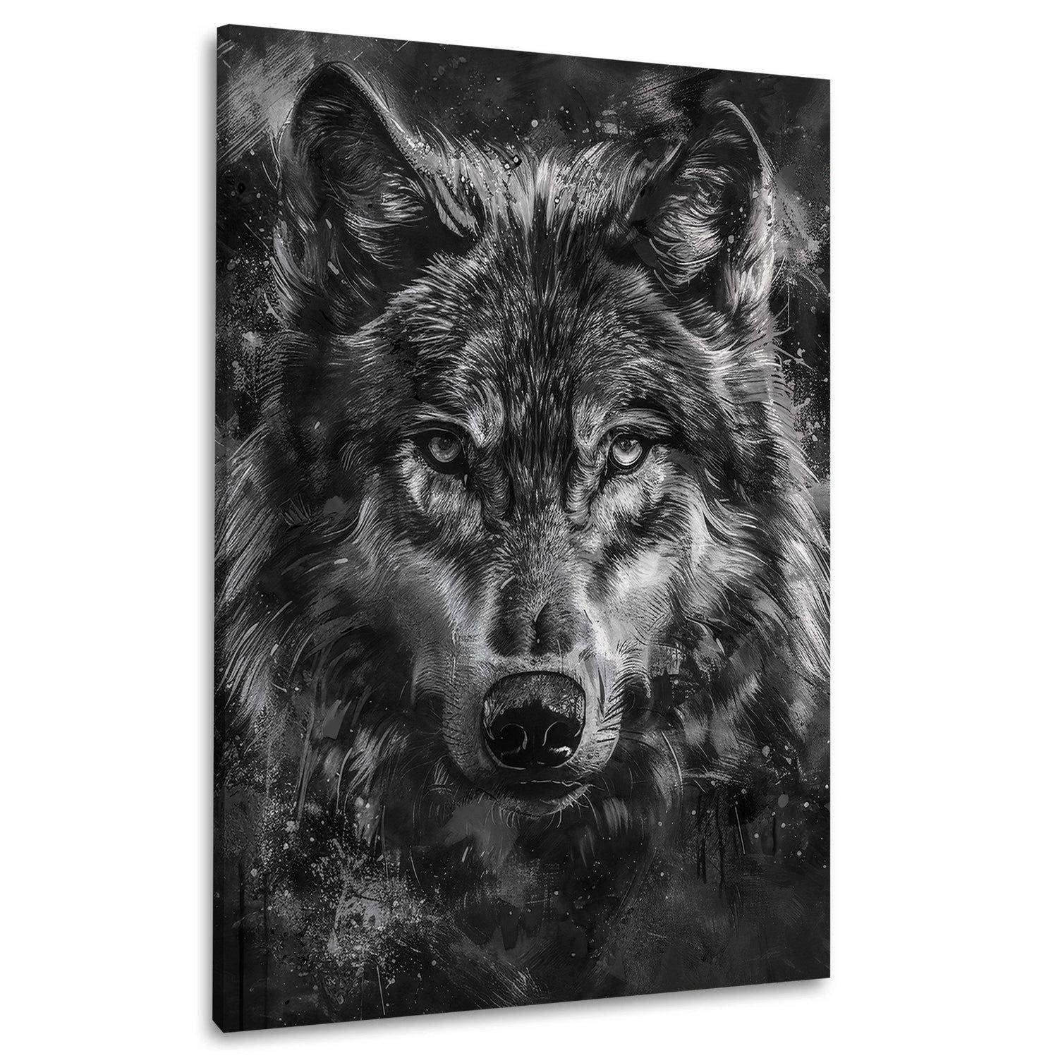 Artedinoi Leinwandbild Wolf Porträt Realistische Zeichnung Leinwandbild Wandbild Kunstdruck X, Wolf-Porträt, realistisch