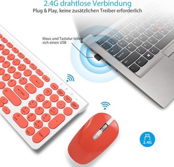 LeadsaiL kabelloses ergonomische Tastatur- und Maus-Set, deutsches QWERTZ-Layout, leise Tastatur-und Maustasten MacOS PC Laptop