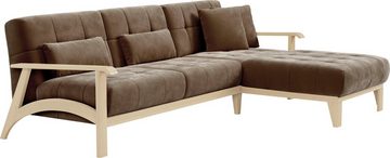 sit&more Ecksofa Billund L-Form, Armlehnen aus Buchenholz in natur, verschiedene Bezüge und Farben