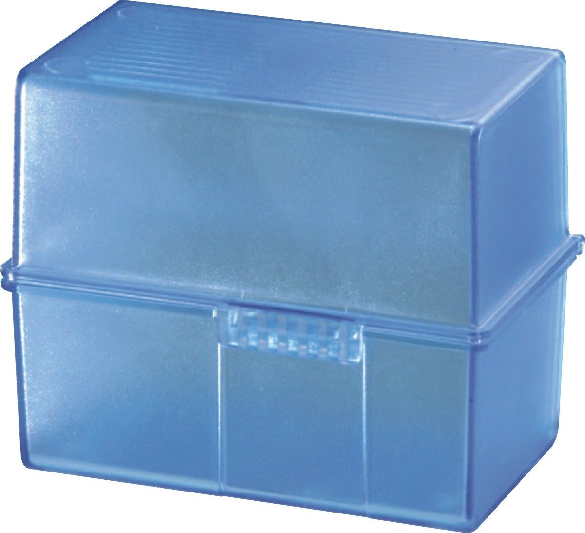 HAN-Bürogeräte Karteikasten Karteibox A8 quer inkl. 100 Karten und A-Z Register transluzent blau