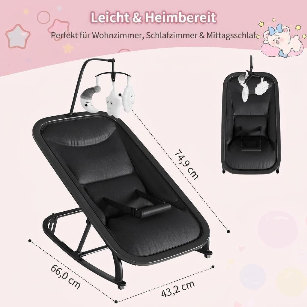 GarveeMore Babywippe 2 in 1 faltbar,3-fach verstellbar,kein Aufbau erforderlich, tragbar, leicht, leise, geeignet für Neugeborene