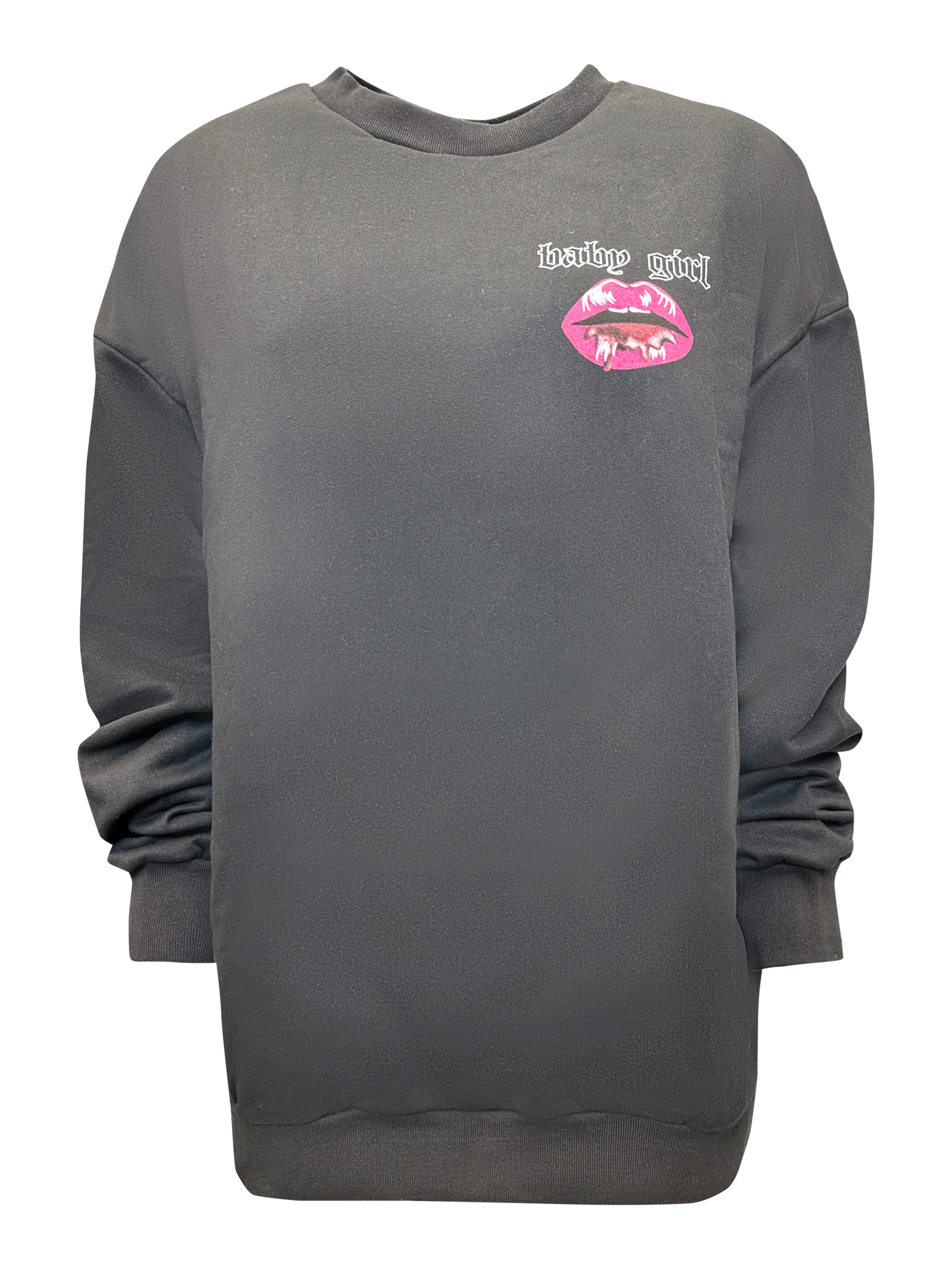 Worldclassca Sweatshirt Worldclassca Damen Oversized Sweatshirt Sweater Bedruckt Kiss Lips Langarmshirt Pullover Pulli Oberteil Freizeitshirt