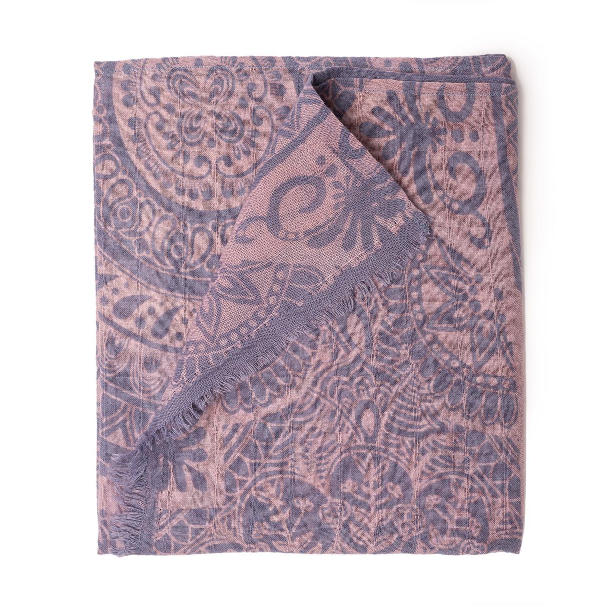 Fransen tragbar, Halstuch kleinen mit aus Schaltuch Baumwolle Schal blau Schultertuch schönen in elegantes farbigen PANASIAM Designs auch Stola Mandala als oder