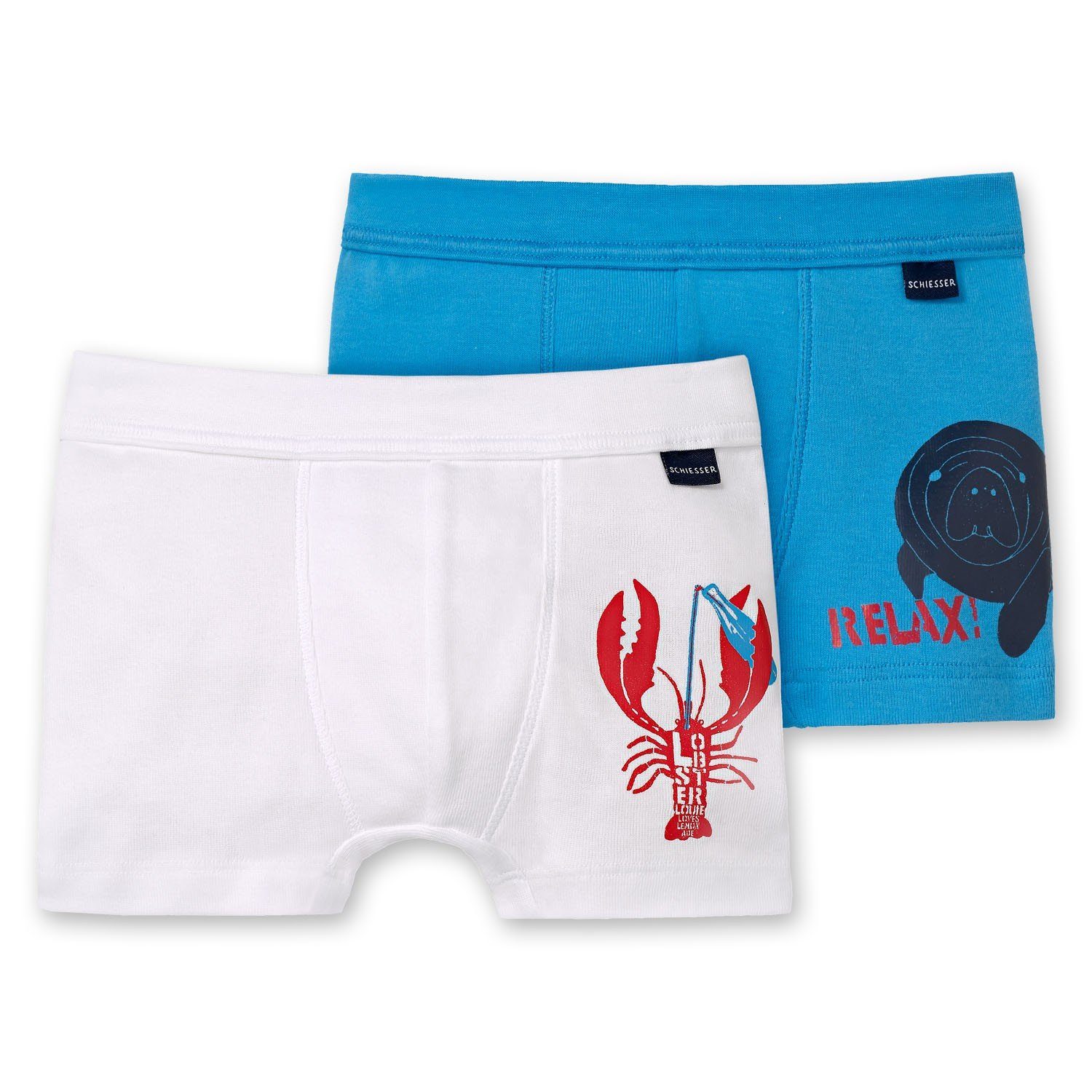 Schiesser Boxershorts (Set, 2-St., Set) 2er Set Jungen Hip Shorts Unterhosen, Low Rise Shorts, Feinripp