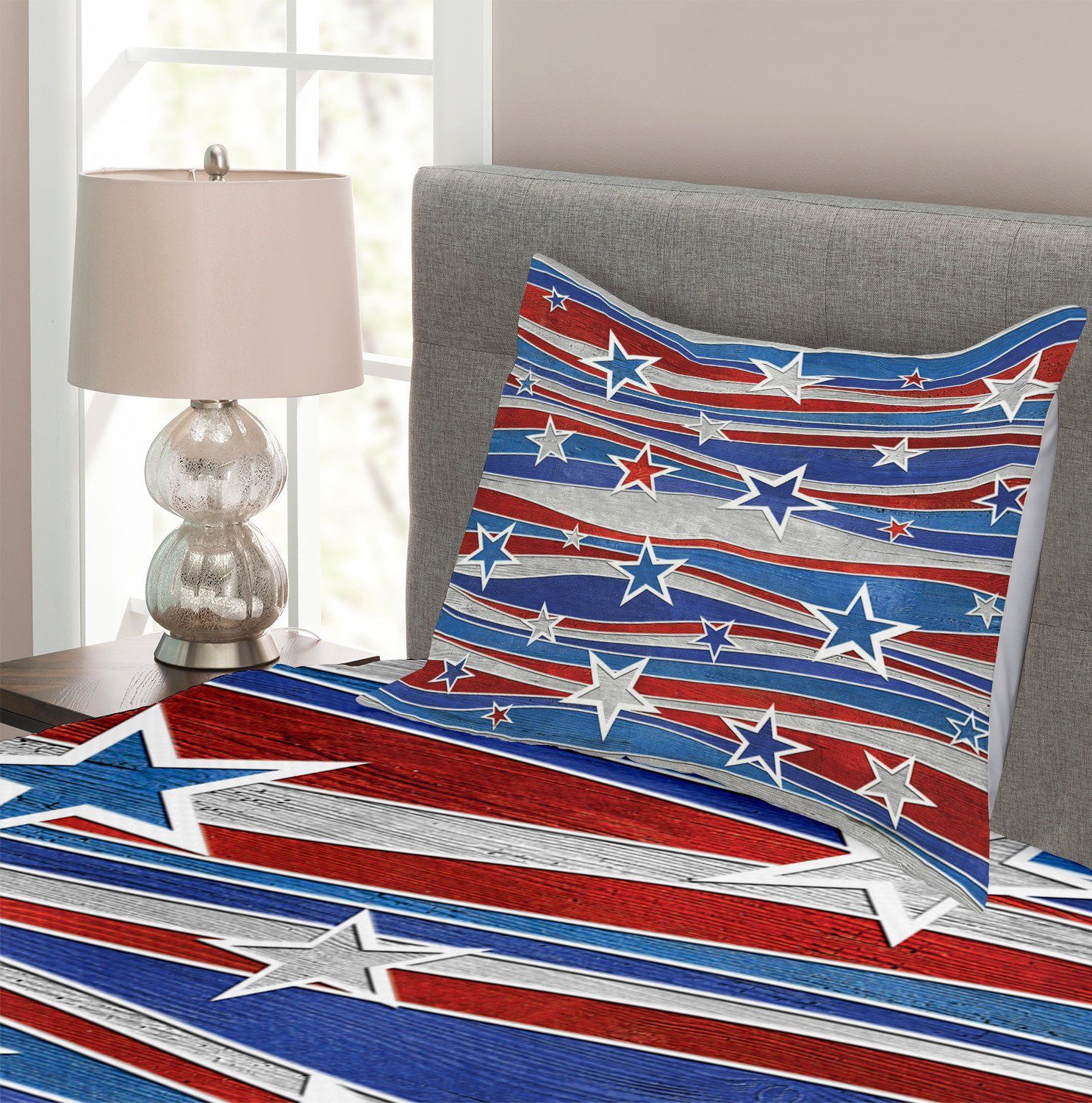 Flag Kissenbezügen mit Tagesdecke Staaten Abstract Waschbar, Set Abakuhaus, Vereinigte USA