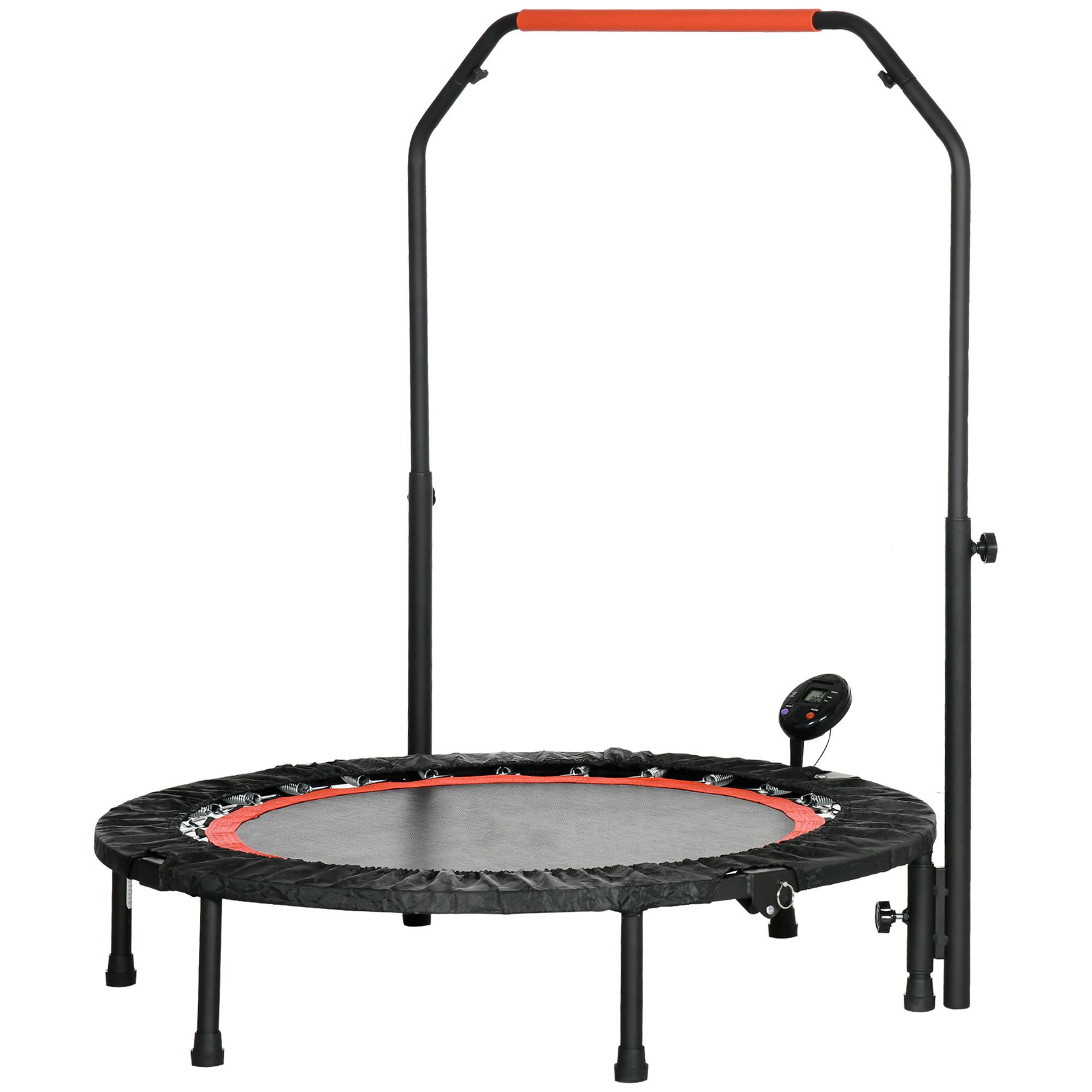 MC Star Fitnesstrampolin Mini-Trampolin mit LCD-Monitor 102 cm Fitness-Trampolin, (4-fach höhenverstellbarer Haltegriff bis 100 kg für effektives Training)