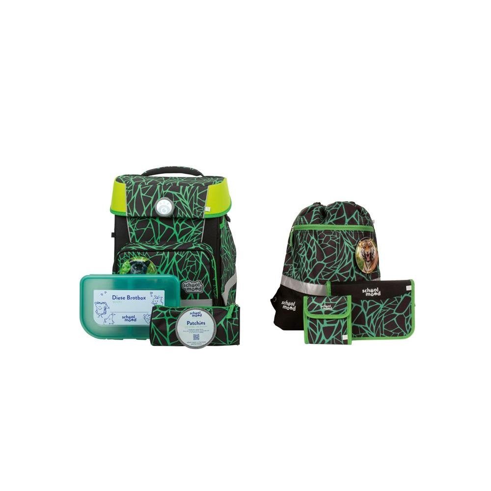 SCHOOL-MOOD® Schulranzen Champion Maxx (Set, 7-tlg., mit Turnbeutel, Etui, Schlamperrolle, Brustbeutel, Brotdose, Patchies), 21 Liter, für Grundschule