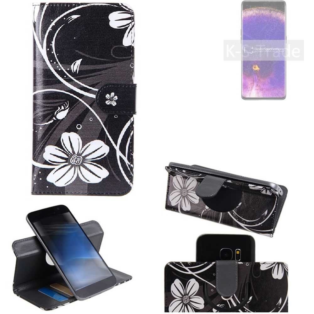 K-S-Trade Handyhülle für Oppo Find X5 Pro, Schutzhülle Handyhülle Hülle 360° Wallet Case ''Flowers''