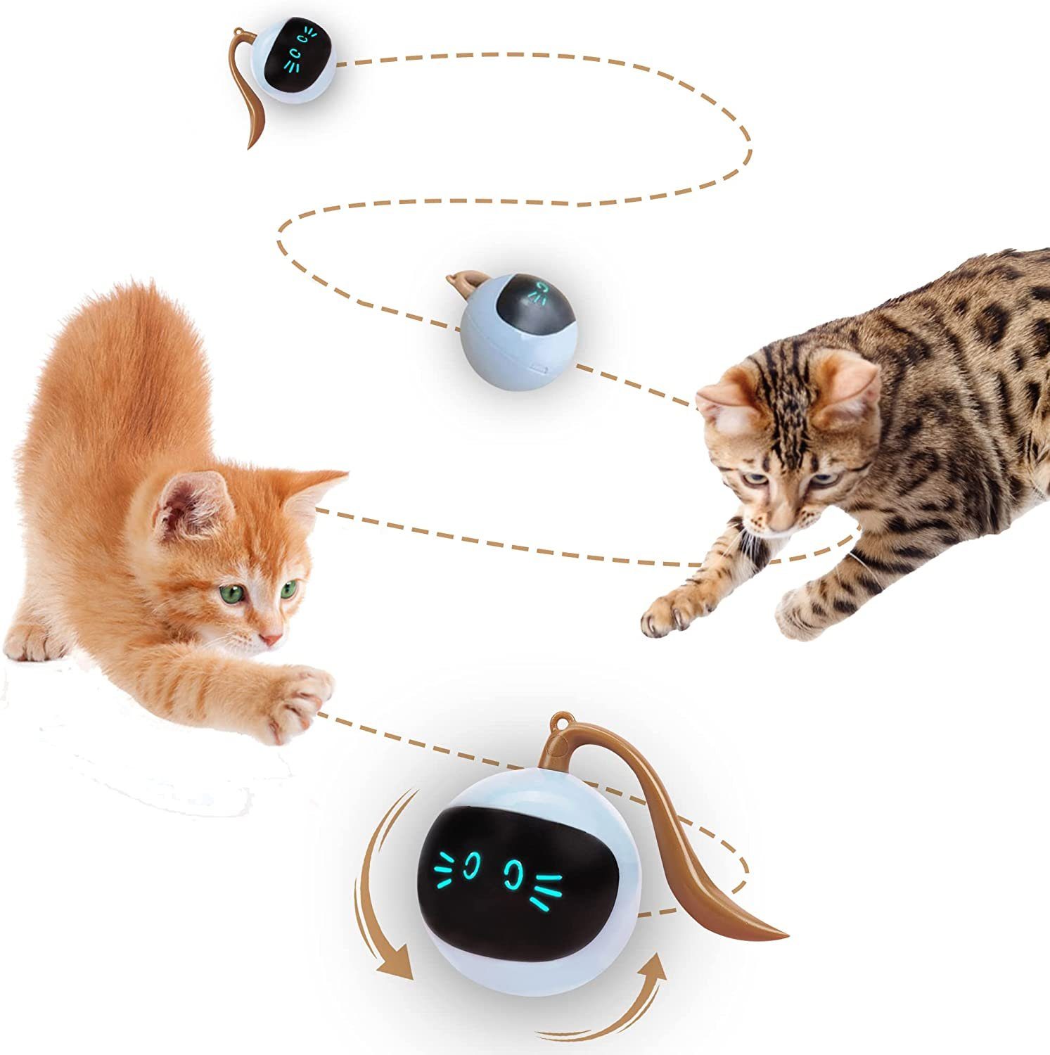 Ball mit LED Interaktives Katzenspielzeug Tierball Rollender Ball,Automatisch DOPWii