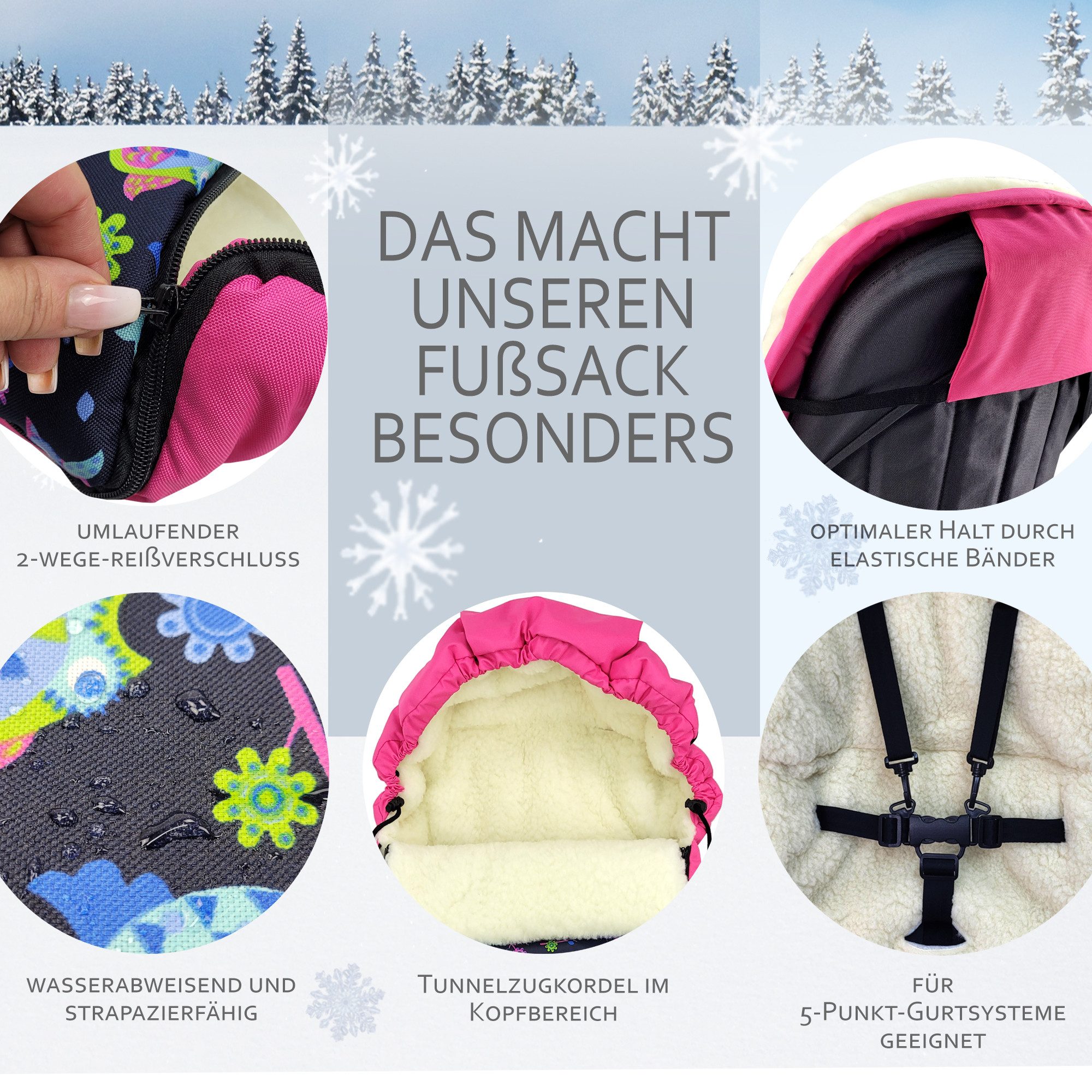 BambiniWelt by Rafael K. Fußsack Winterfußsack Babyfußsack Fußsack Kinderwagen Wolle universal 90cm – Bild 3 von 5