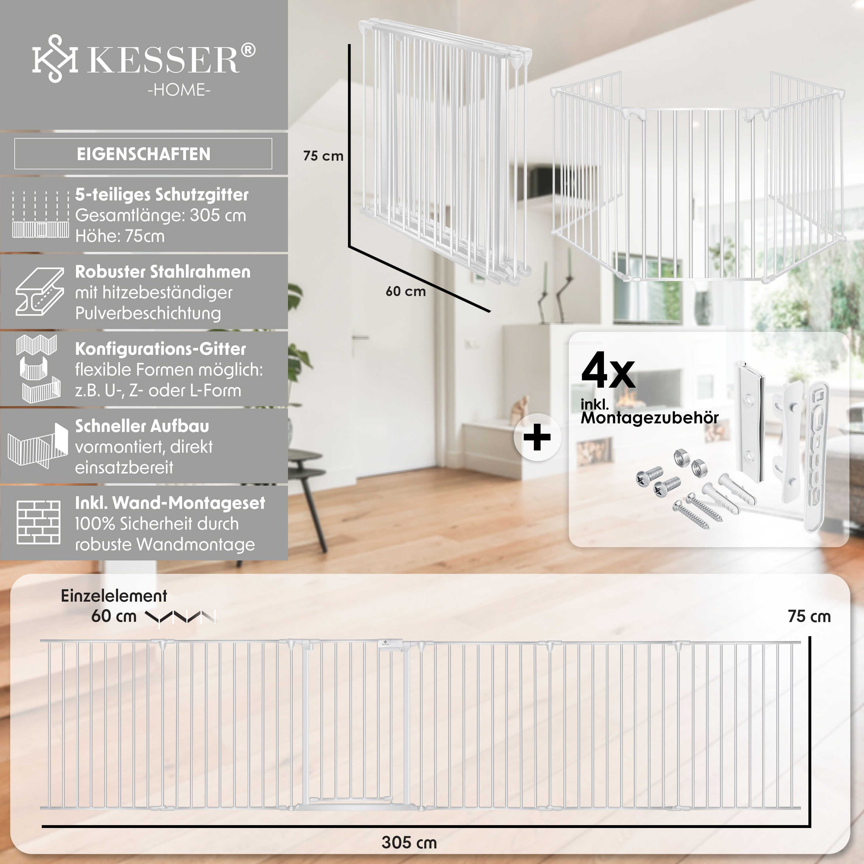 KESSER Ofenschutzgitter, Kaminschutzgitter mit Tür Metall Laufgitter Türsch günstig online kaufen
