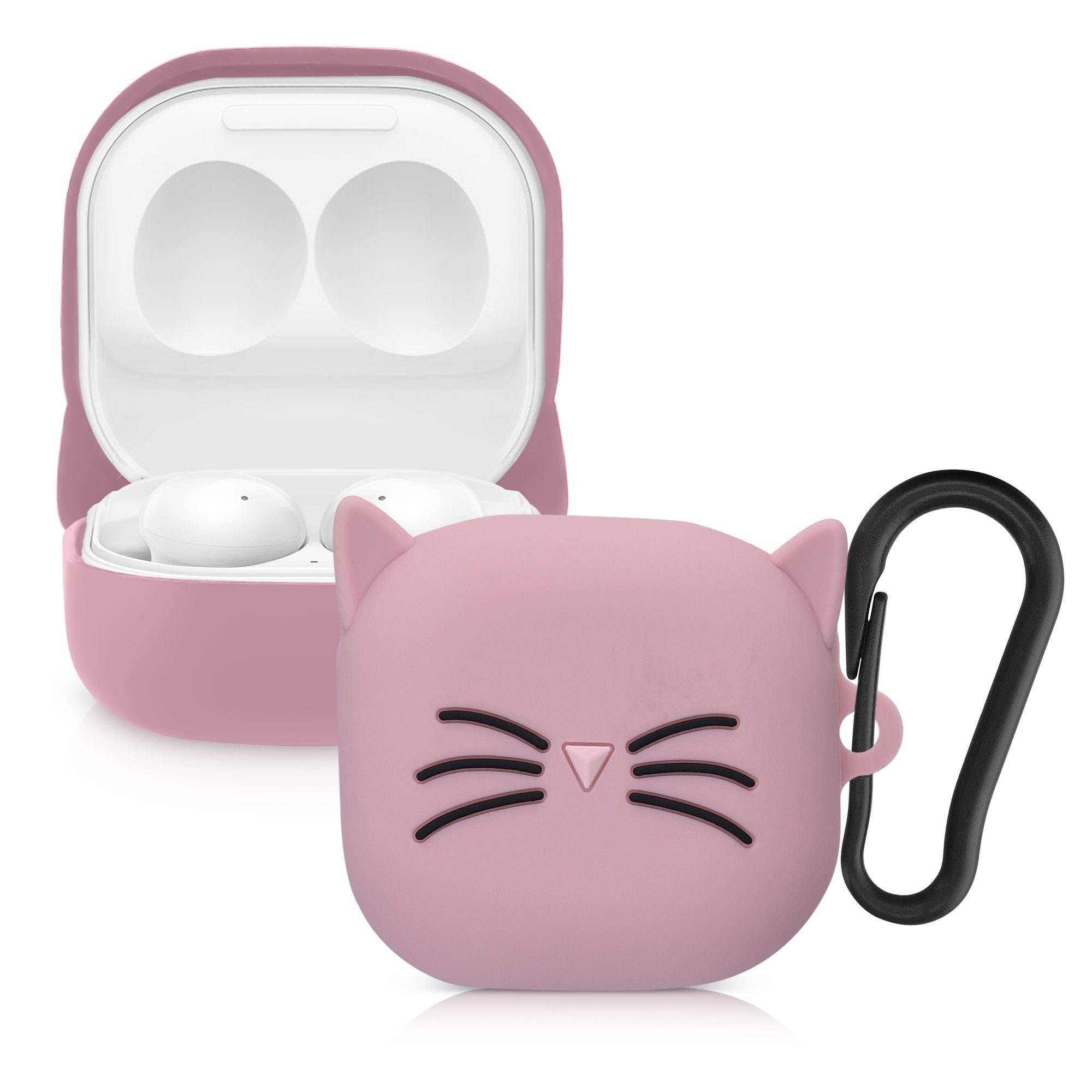 kwmobile Kopfhörer-Schutzhülle Design Schutzhülle für Samsung Galaxy Buds 2 Pro / Buds 2 / Buds Live, TPU Silikon Case für Kopfhörer Ladecase stoßfestes Cover mit Karabiner