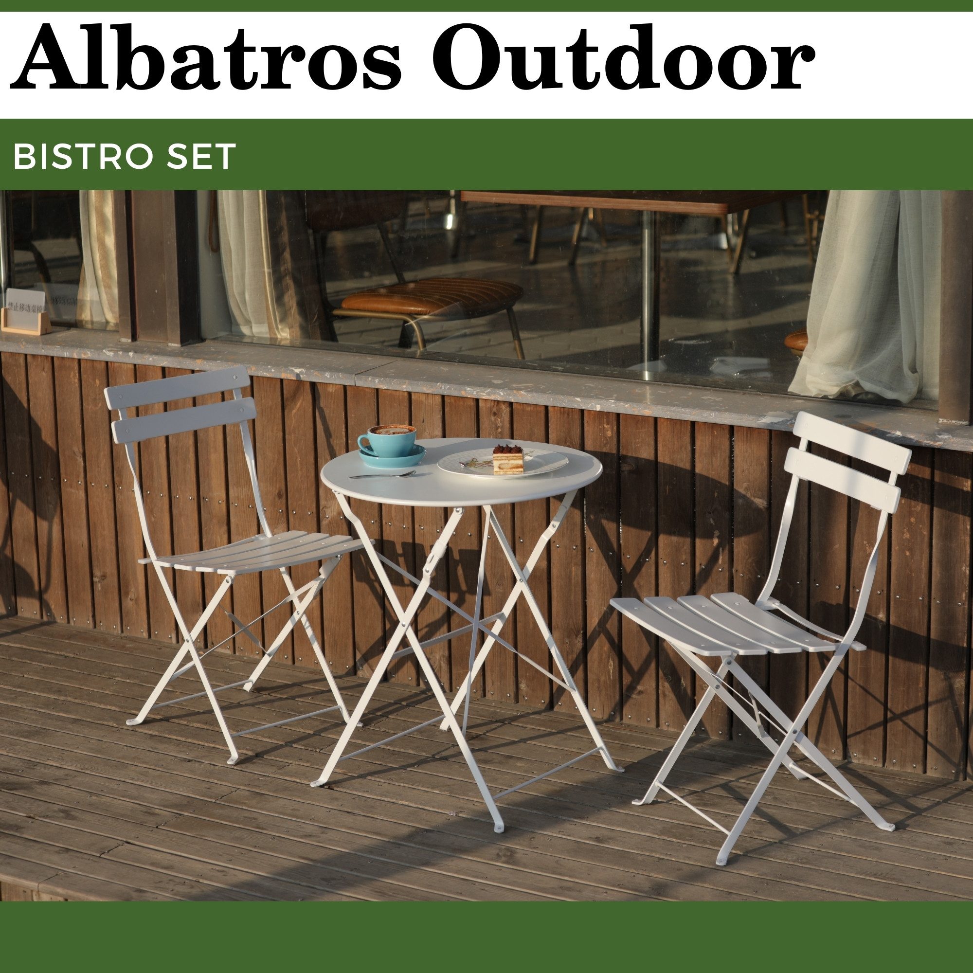 Albatros International Balkonset Bistroset 3-teilig Weiß  Bistrotisch 2 Stü günstig online kaufen