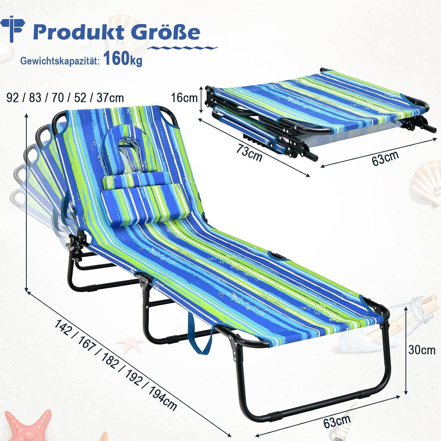 KOMFOTTEU Gartenliege Sonnenliege Strandliege klappbar, mit günstig online kaufen