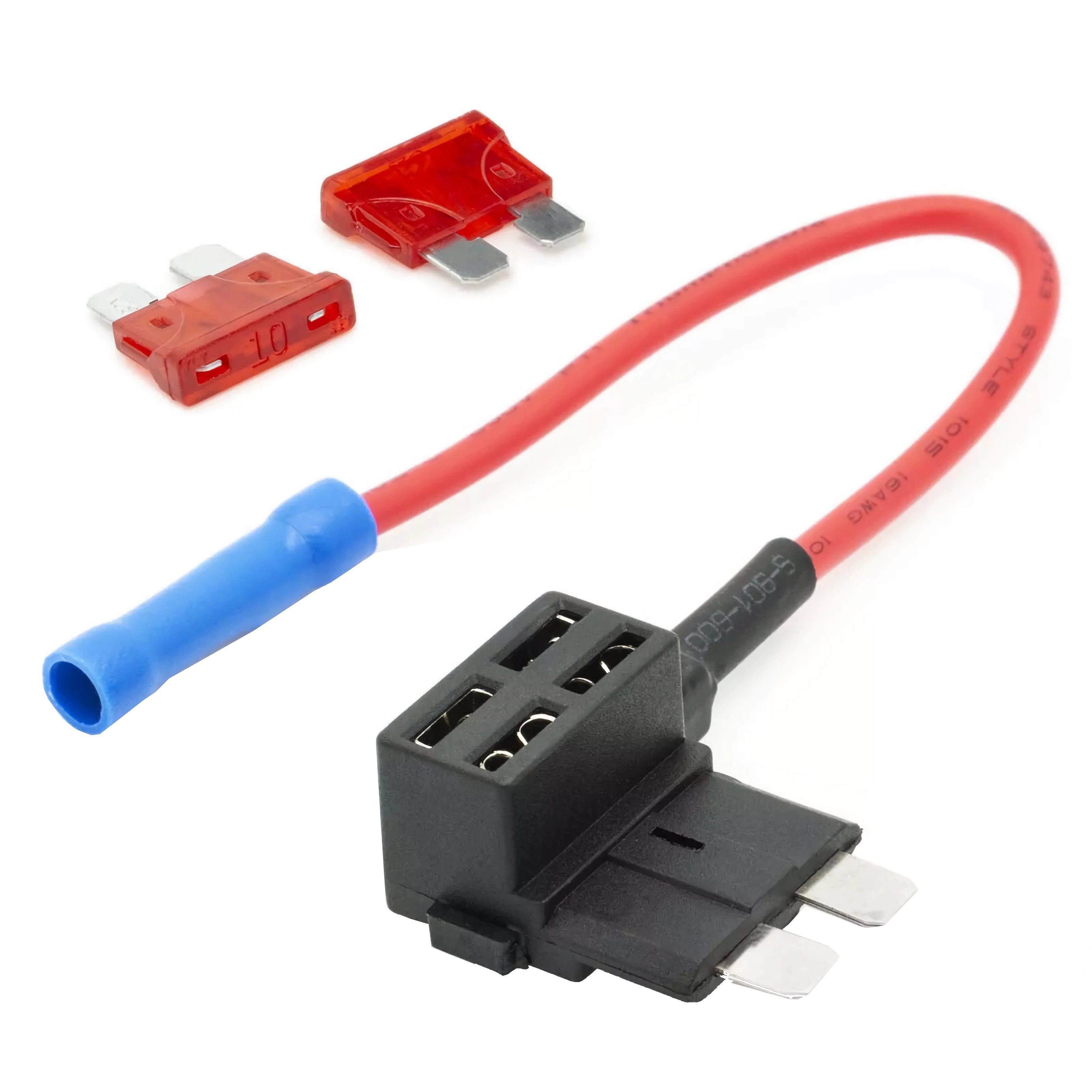 Bolwins L53 Strom Dieb Abgreifer Verteiler Sicherung Adapter Kabel Verstärker Stromkabel, ATO Flachsicherungsstecker, Standard Sicherungskasten Anschluss, Sicherungshalter mit Abzweig, Steckverteiler Adapter (15 cm), Einfache Spannungsabnahme, sichere Verbindung