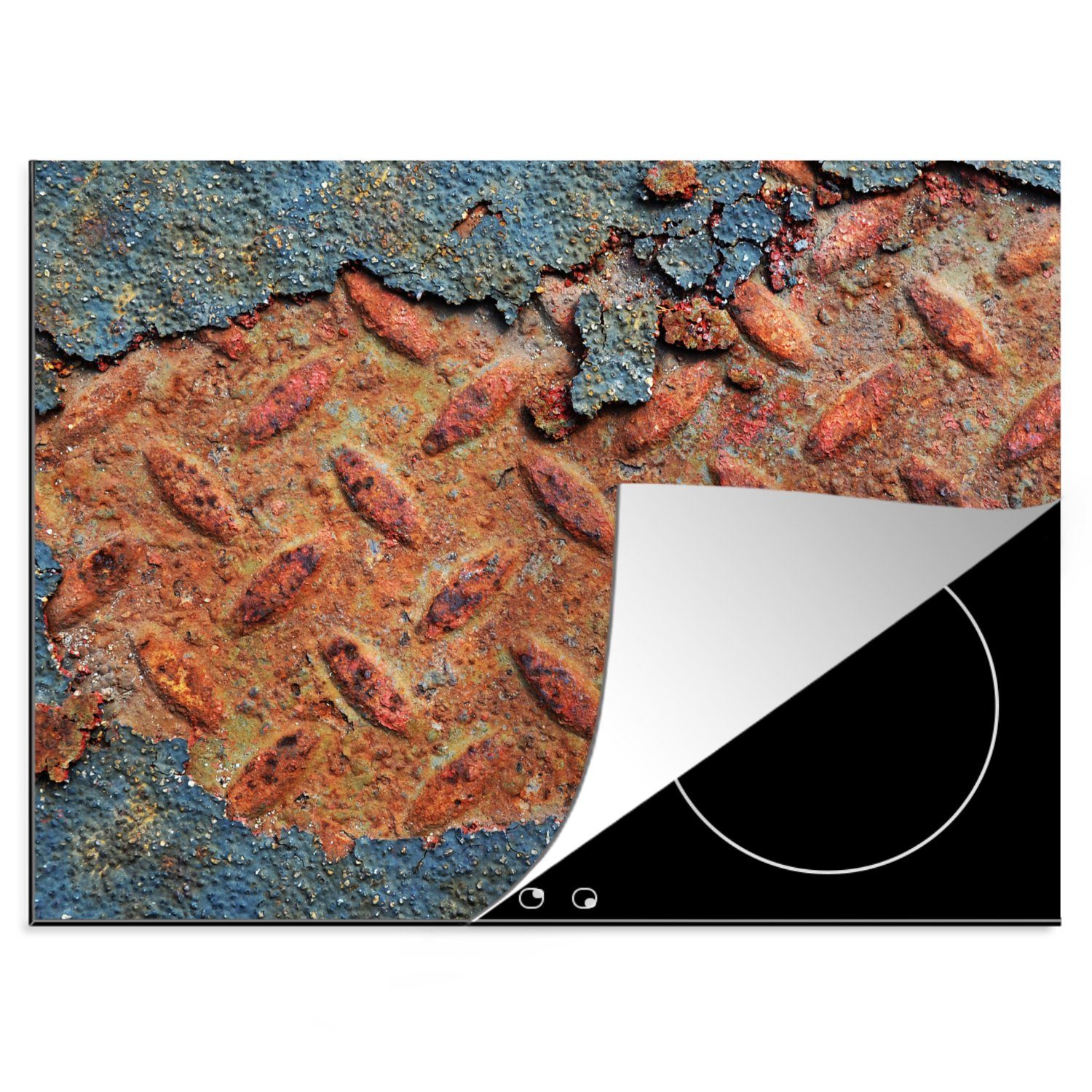 MuchoWow Herdblende-/Abdeckplatte Rost - Bronze - Induktionsschutz - Metall - Abdeckplatte für Herd, Vinyl, (1 tlg), 60x52 cm, Mobile Arbeitsfläche nutzbar, Ceranfeldabdeckung