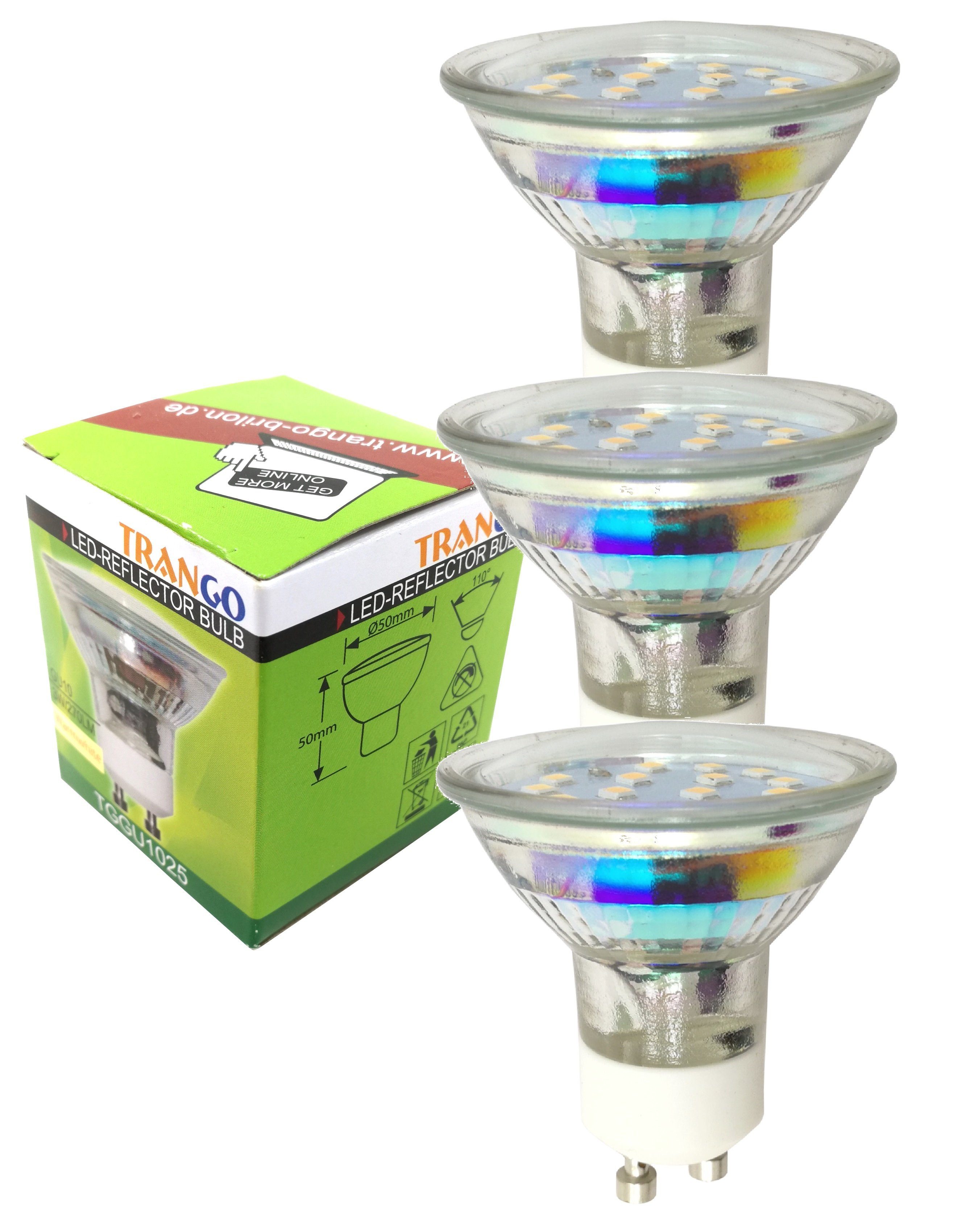 TRANGO LED-Leuchtmittel, GU10 3er Pack GU1015-3 - 5 Watt - 3000K warmweiß z günstig online kaufen
