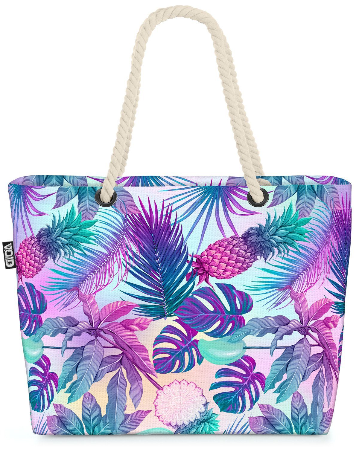 VOID Strandtasche (1-tlg), Retro Palmen Ananas Pop Art palmen pflanzen ananas obst pop art digit | Strandtaschen