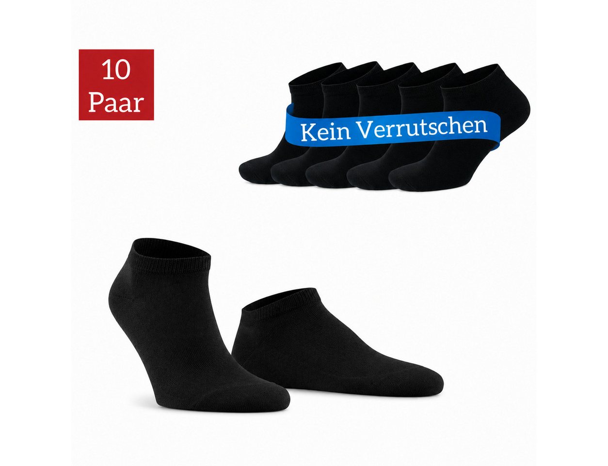 NERS Sneakersocken 10-20 Paar Sneaker Socken aus Baumwolle, für Damen & Herren, ohne Naht (10-Paar, 10 Paar) Kein Verrutschen, mit Komfortbund, atmungsaktiv, für Alltag & Sport