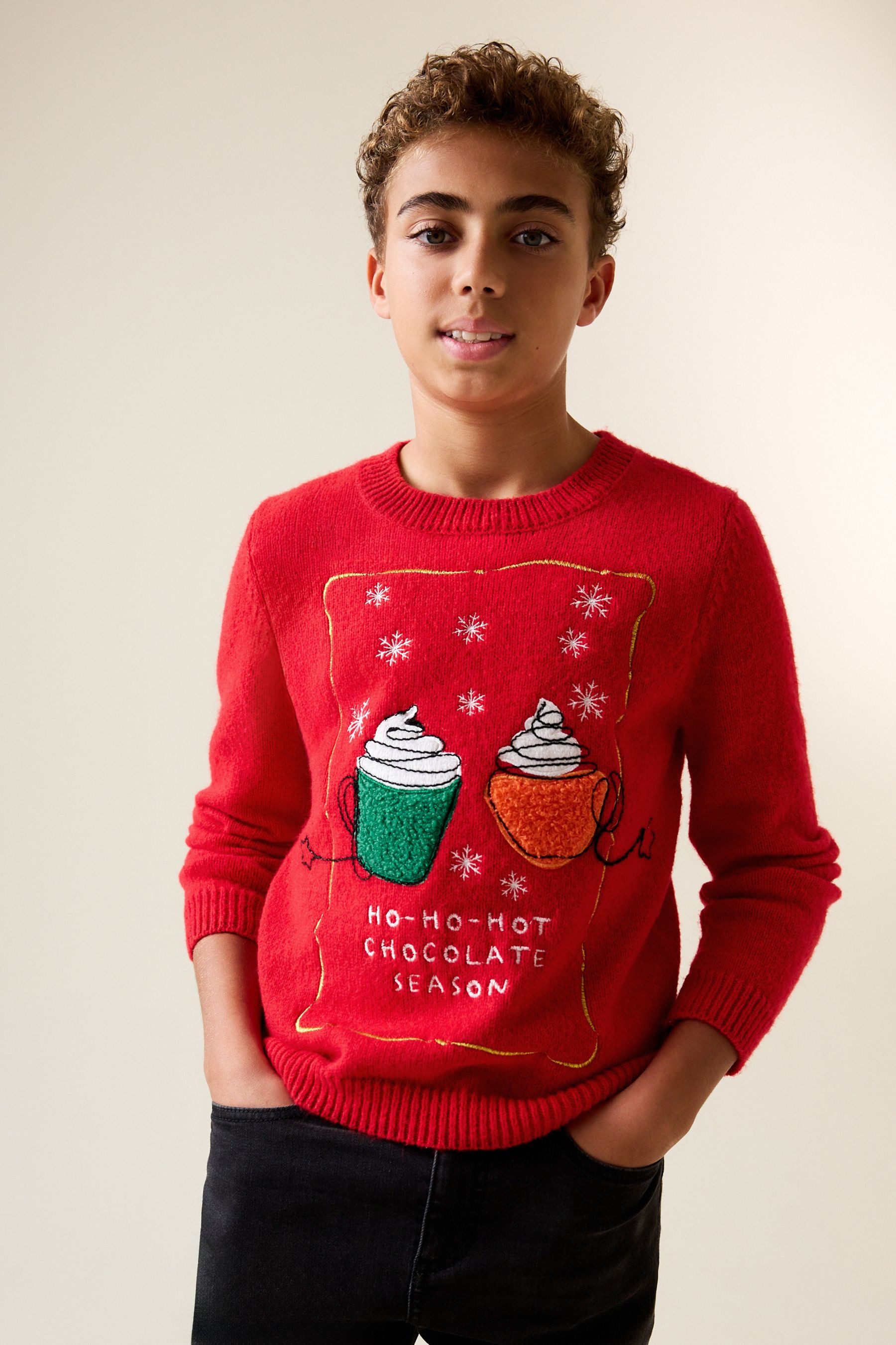 LIPSY Rundhalspullover Lipsy weihnachtlicher Strickpullover mit Slogan (1-tlg)