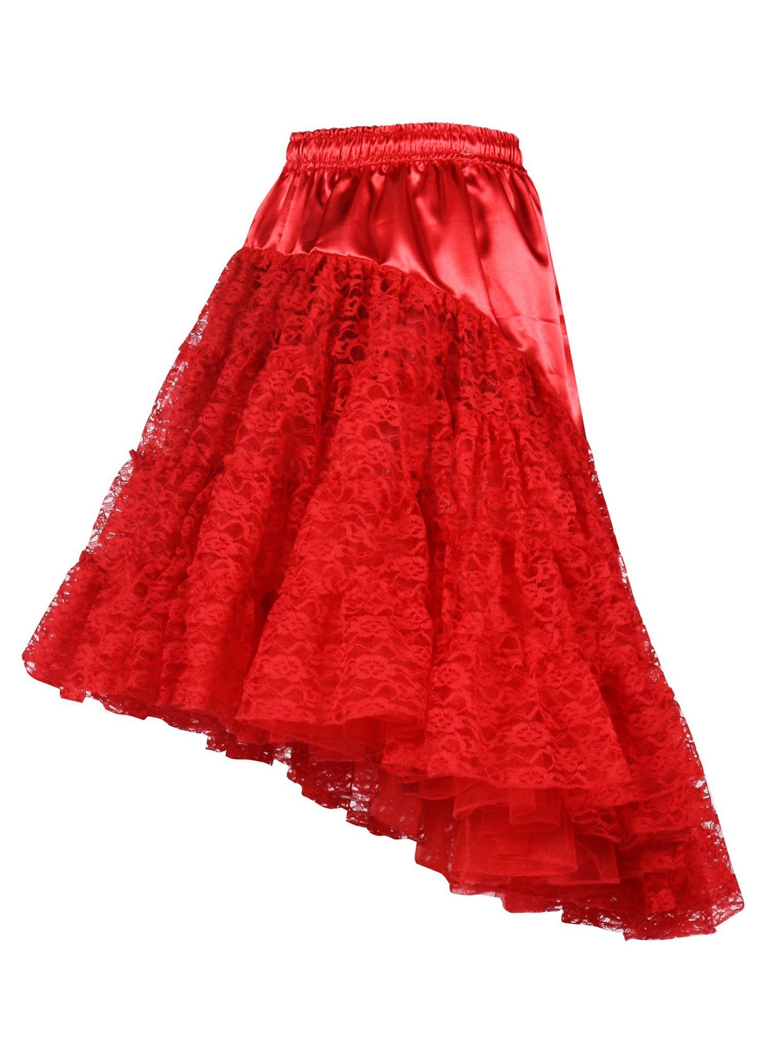thetru Kostüm Petticoat mit Schleppe rot, Eleganter asymetrischer Unterrock günstig online kaufen