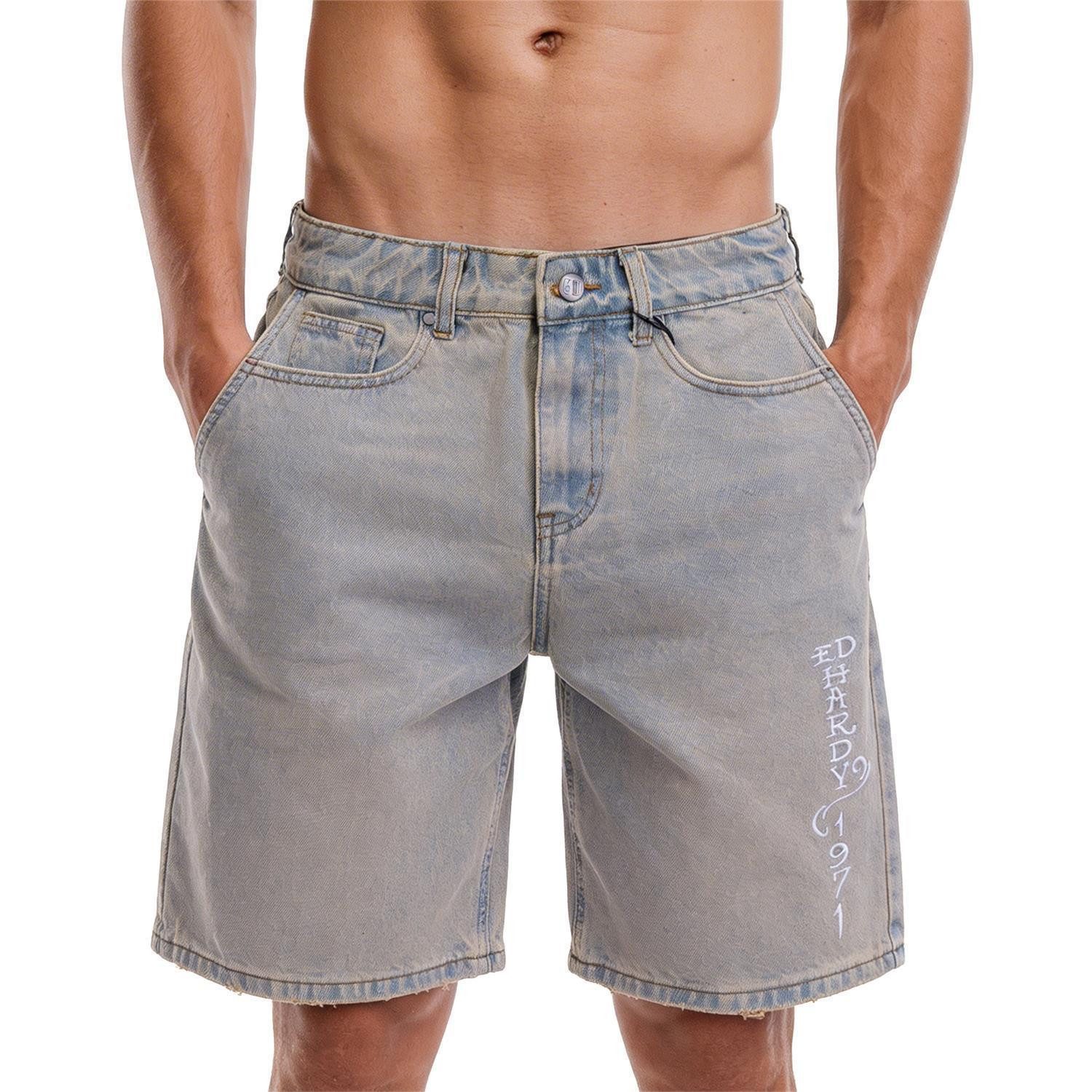 Ed Hardy Jeansshorts Short Ed Hardy Desert Snake Schlangenbeschwöhrer-Stickerei