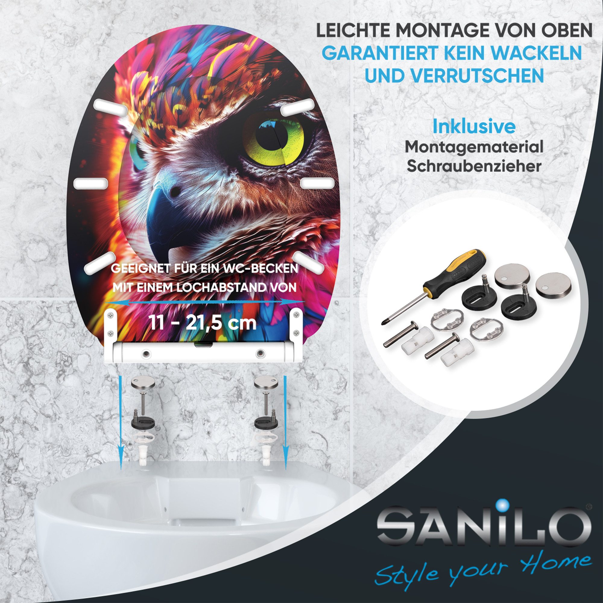 Sanilo WC-Sitz mit Absenkautomatik & Top Fix in vielen Designs, hochwertig, abnehmbar, leichte Montage von oben, mit Schraubenzieher – Bild 5 von 5