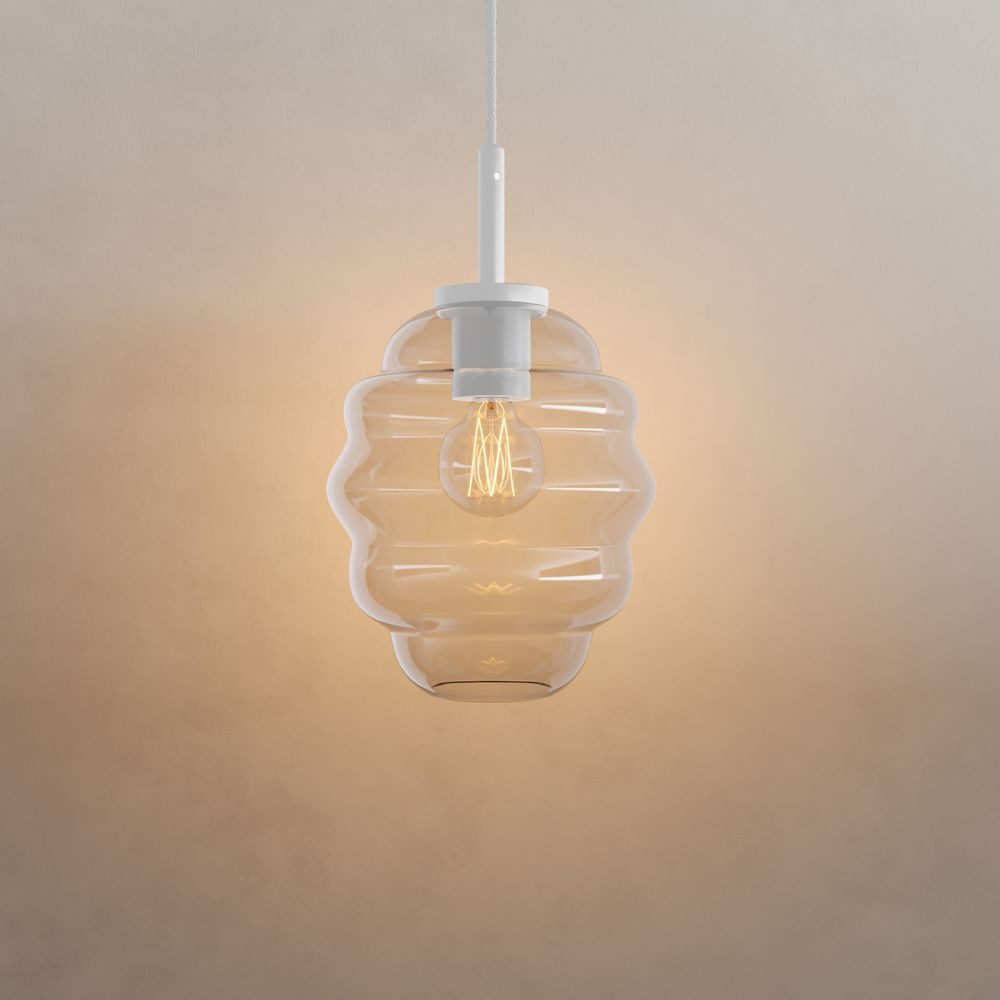s.luce Pendelleuchte Echos Glas-Hängelampe Aufhängung 150cm Weiß Klar